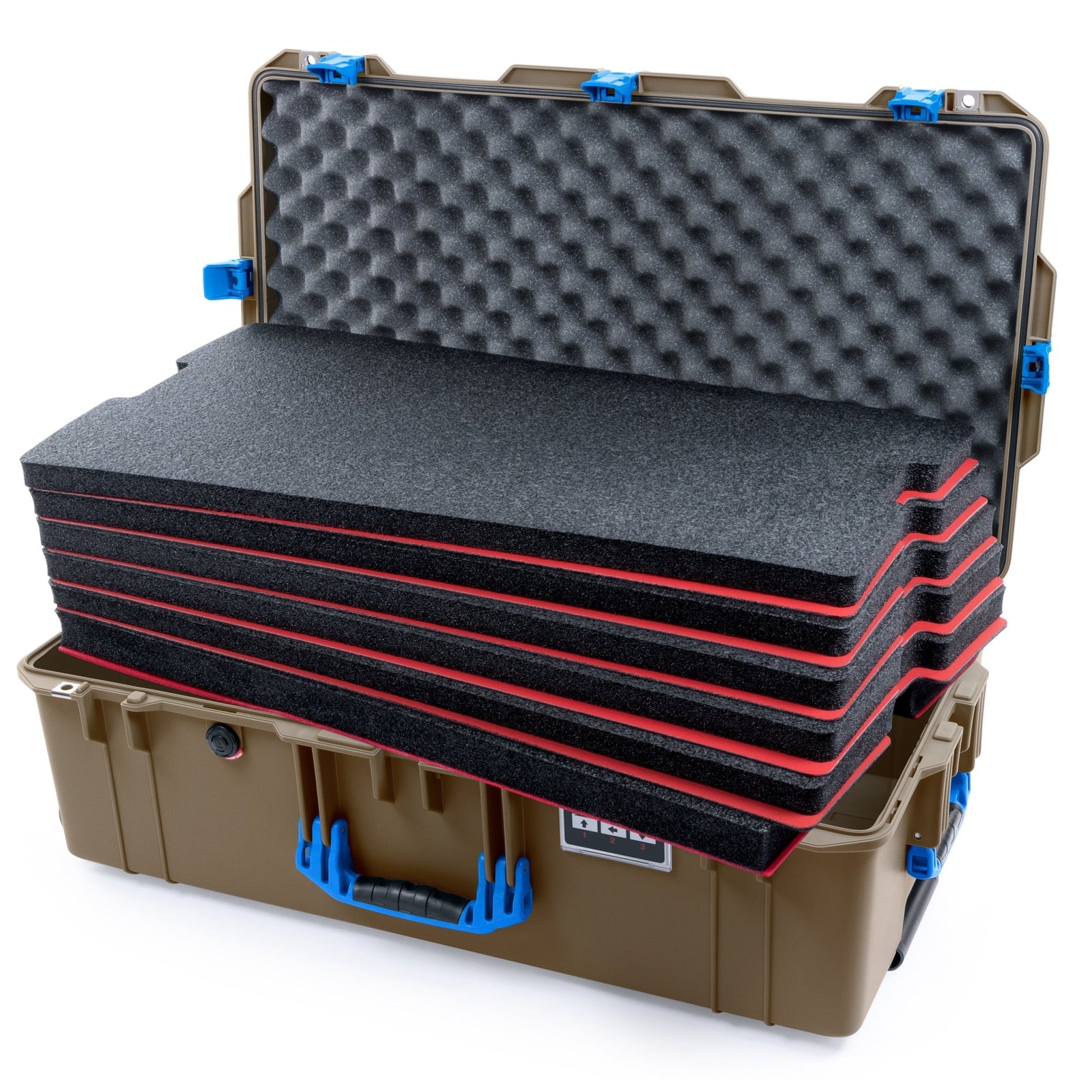 Pelican 1615 Air Case - Dark Desert Dirt & Blue - DIY Tool Foam Kit / Convoluted Lid Foam