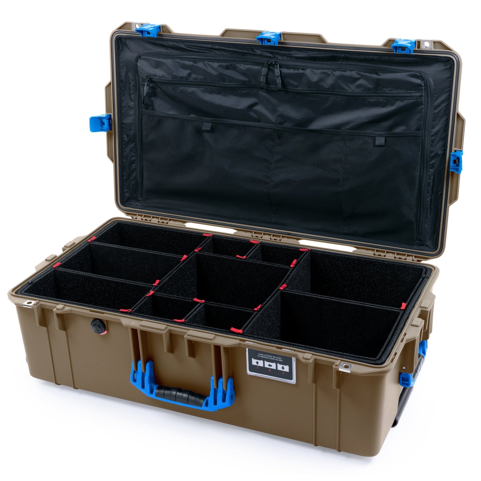Pelican 1615 Air Case - Dark Desert Dirt & Blue - TrekPak Divider System / TRVL Lid Organizer