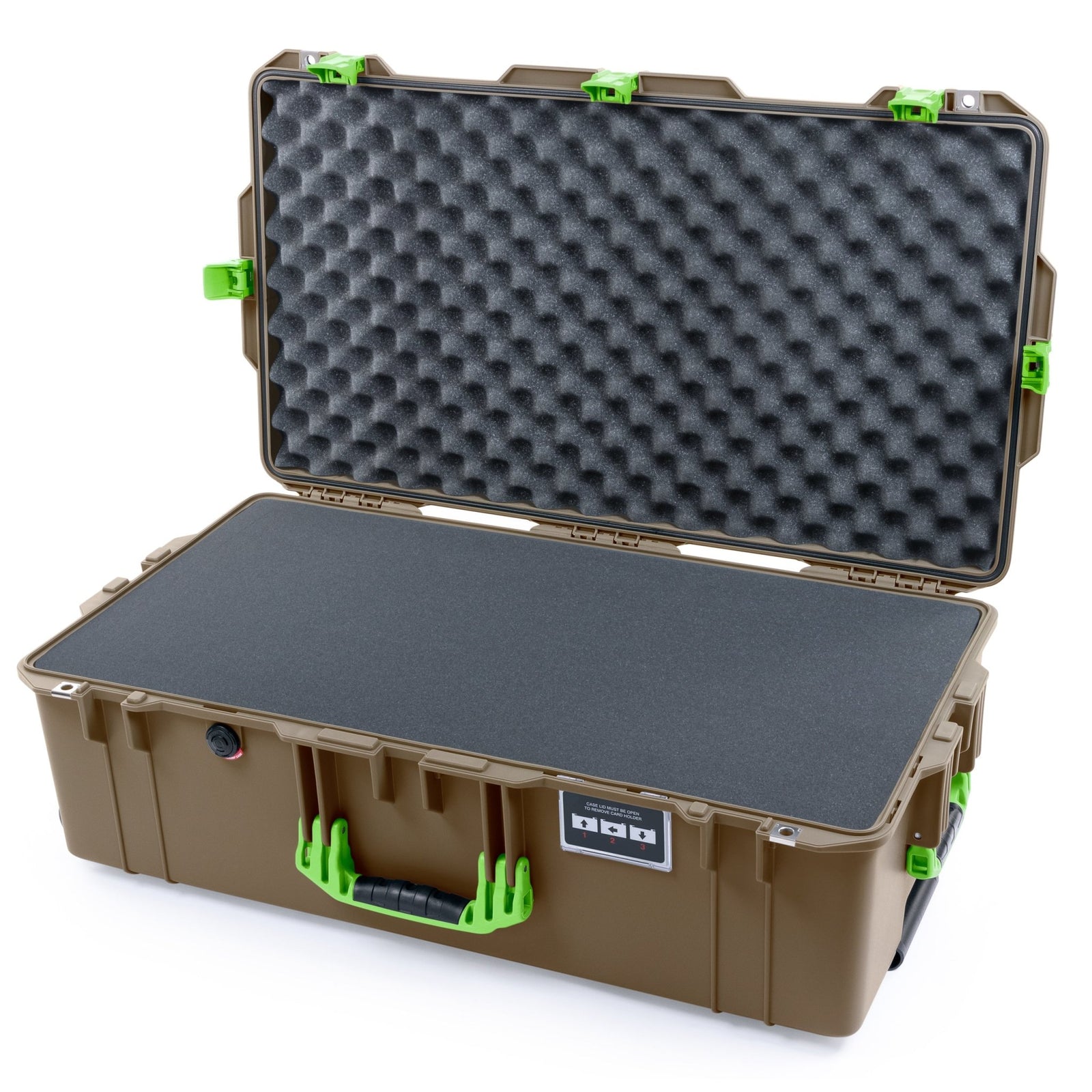 Pelican 1615 Air Case - Dark Desert Dirt & Lime Green - Pick & Pluck Foam / Convoluted Lid Foam