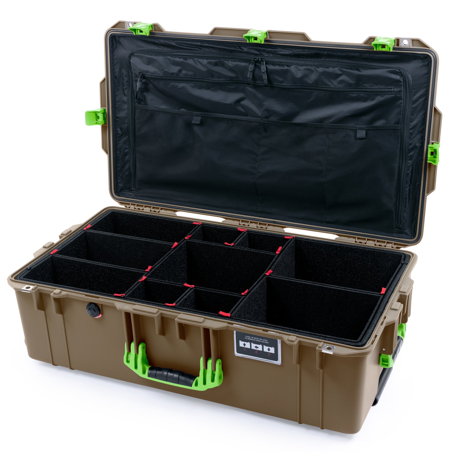 Pelican 1615 Air Case - Dark Desert Dirt & Lime Green Trolley