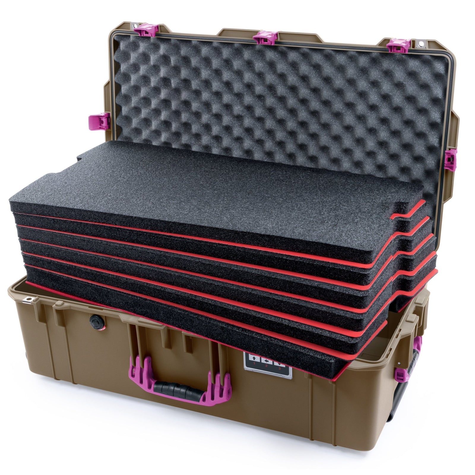 Pelican 1615 Air Case - Dark Desert Dirt & Magenta - DIY Tool Foam Kit / Convoluted Lid Foam