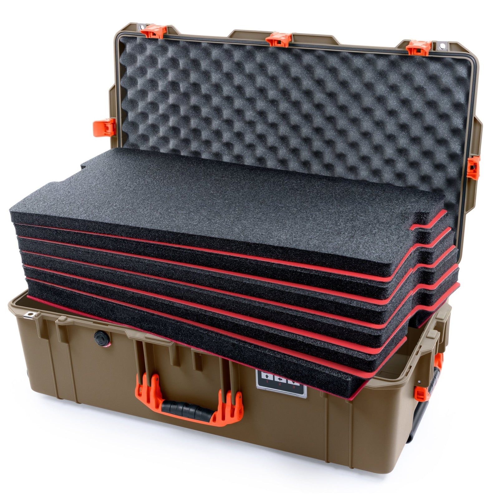 Pelican 1615 Air Case - Dark Desert Dirt & Orange - DIY Tool Foam Kit / Convoluted Lid Foam
