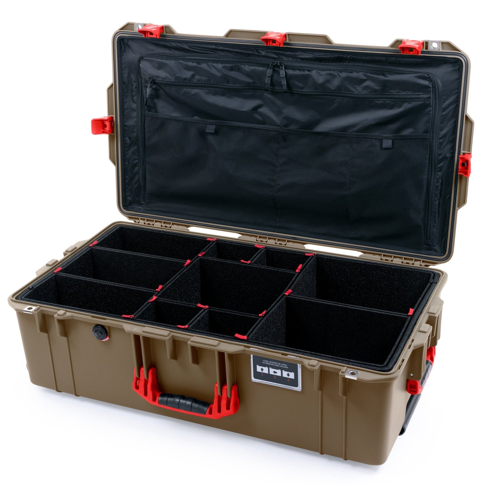 Pelican 1615 Air Case - Dark Desert Dirt & Red - TrekPak Divider System / TRVL Lid Organizer
