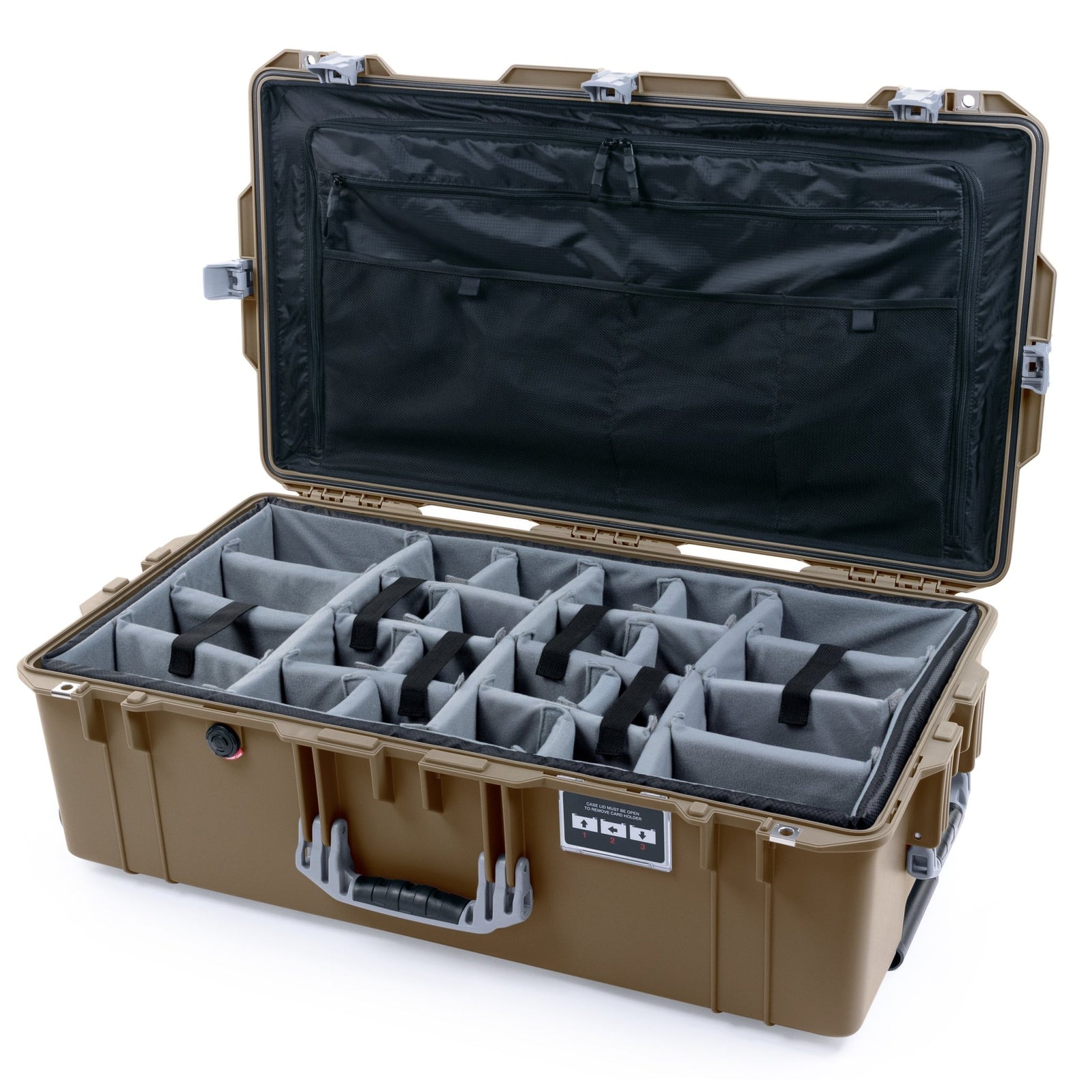 Pelican 1615 Air Case - Dark Desert Dirt & Silver - Padded Microfiber Dividers / TRVL Lid Organizer