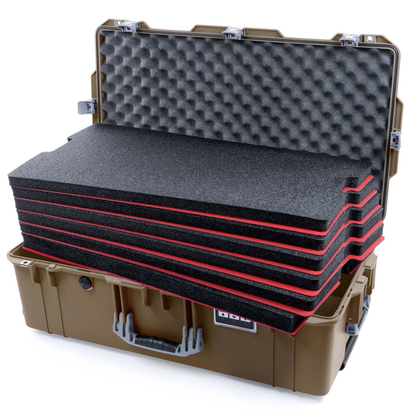 Pelican 1615 Air Case - Dark Desert Dirt & Silver - DIY Tool Foam Kit / Convoluted Lid Foam