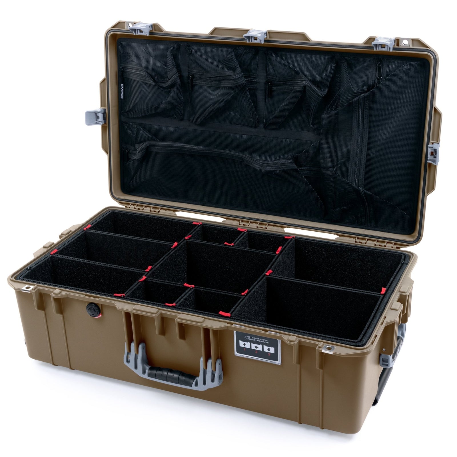 Pelican 1615 Air Case - Dark Desert Dirt & Silver - TrekPak Divider System / Mesh Lid Organizer