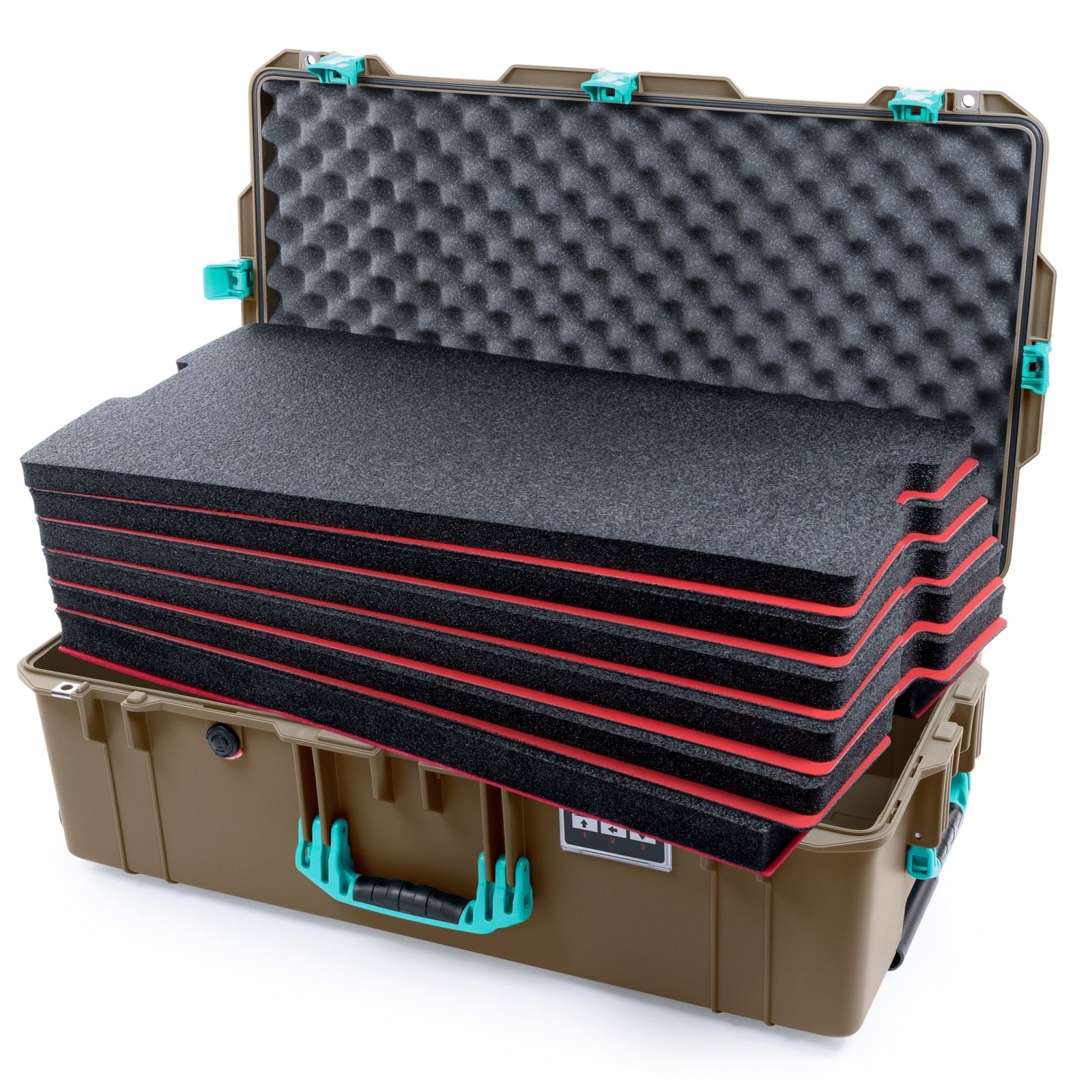 Pelican 1615 Air Case - Dark Desert Dirt & Teal - DIY Tool Foam Kit / Convoluted Lid Foam