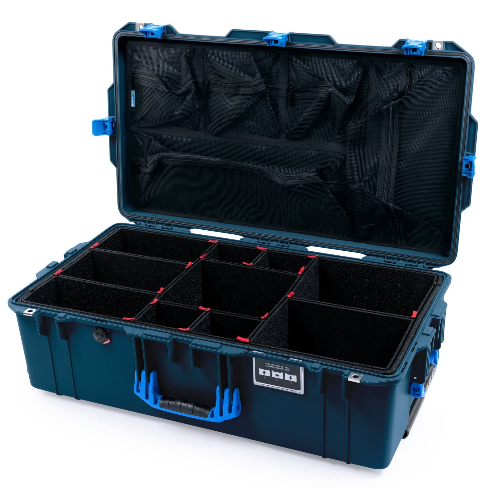 Pelican 1615 Air Case - Deep Pacific & Blue - TrekPak Divider System / Mesh Lid Organizer