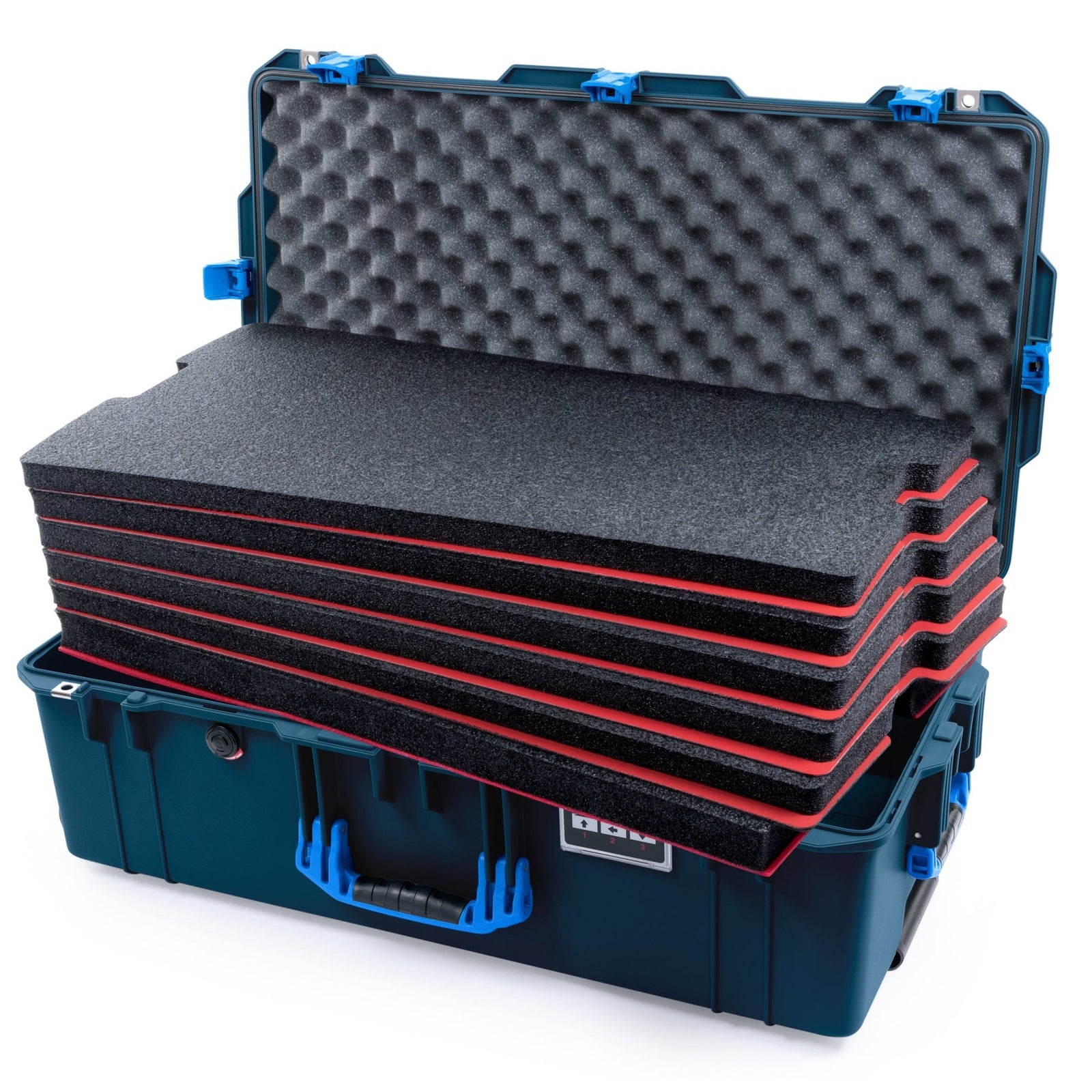 Pelican 1615 Air Case - Deep Pacific & Blue Trolley - DIY Tool Foam Kit / Convoluted Lid Foam