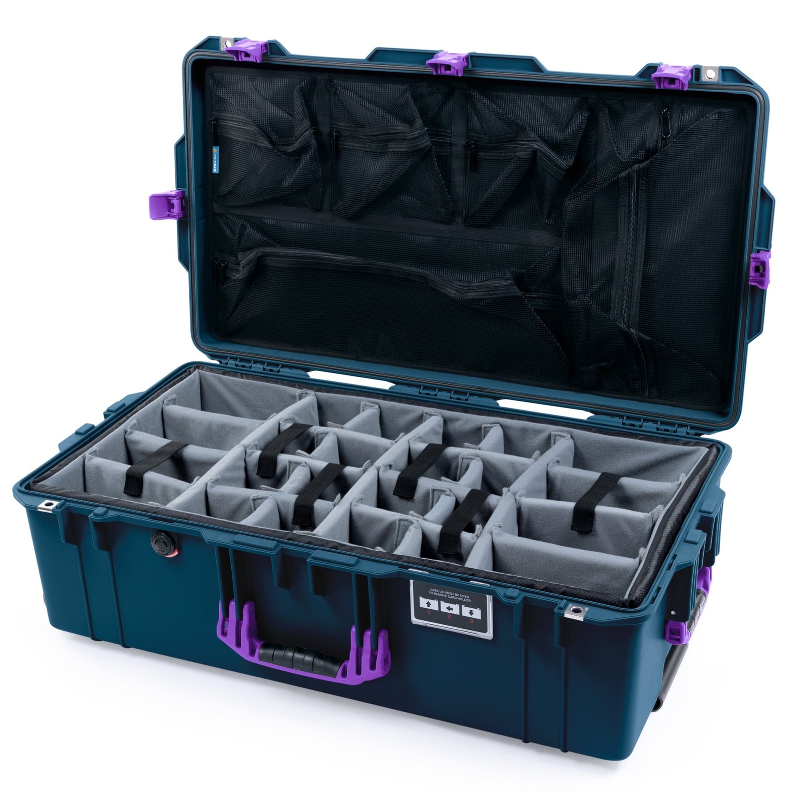 Pelican 1615 Air Case - Deep Pacific & Purple - Padded Microfiber Dividers / Mesh Lid Organizer