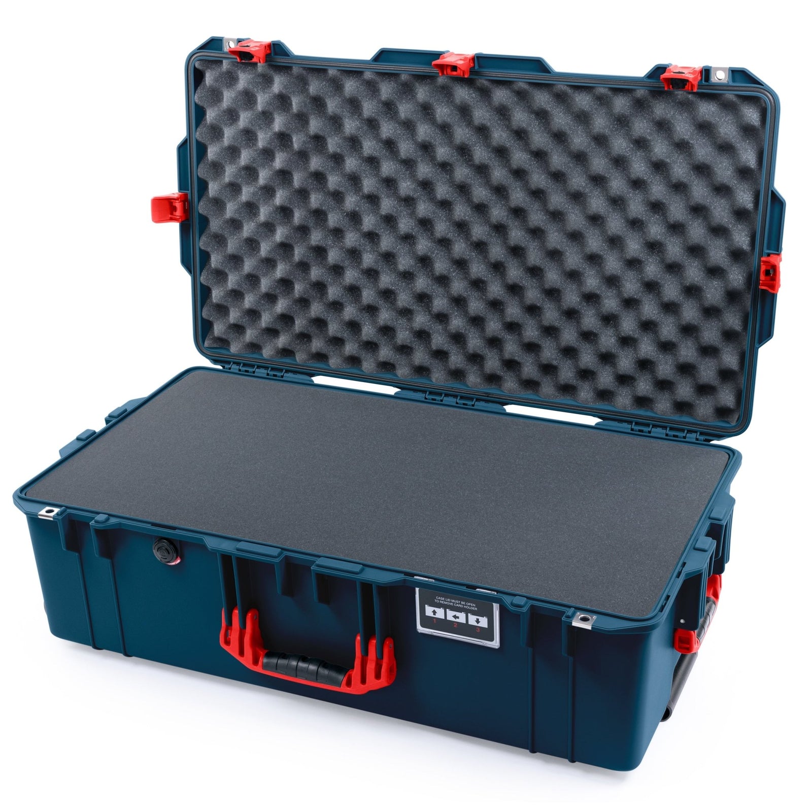 Pelican 1615 Air Case - Deep Pacific & Red TSA Latches - Pick & Pluck Foam / Convoluted Lid Foam