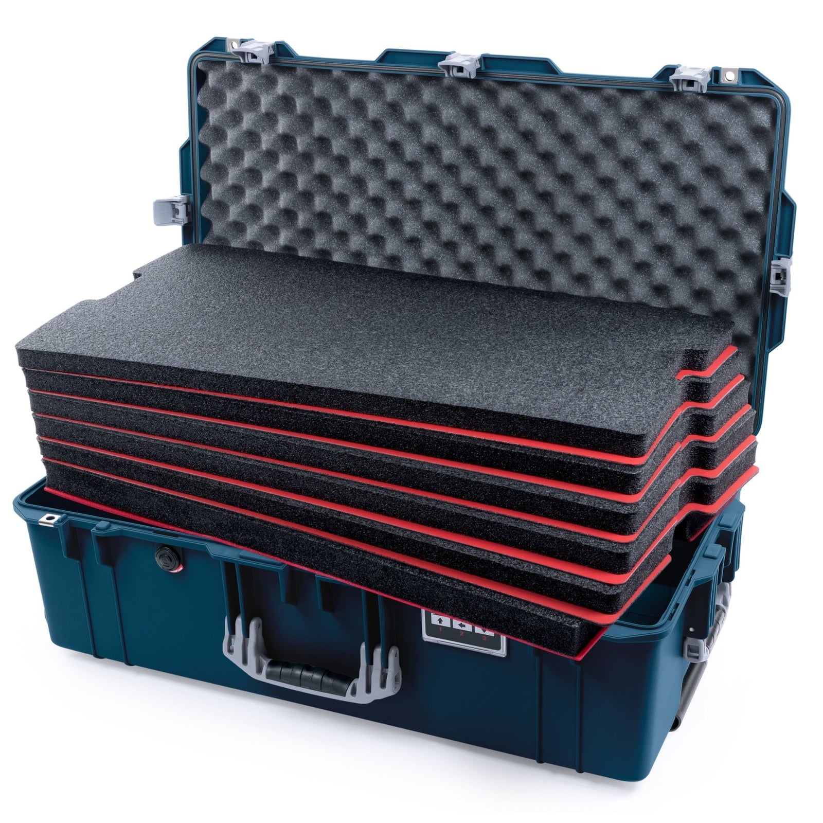 Pelican 1615 Air Case - Deep Pacific & Silver - DIY Tool Foam Kit / Convoluted Lid Foam