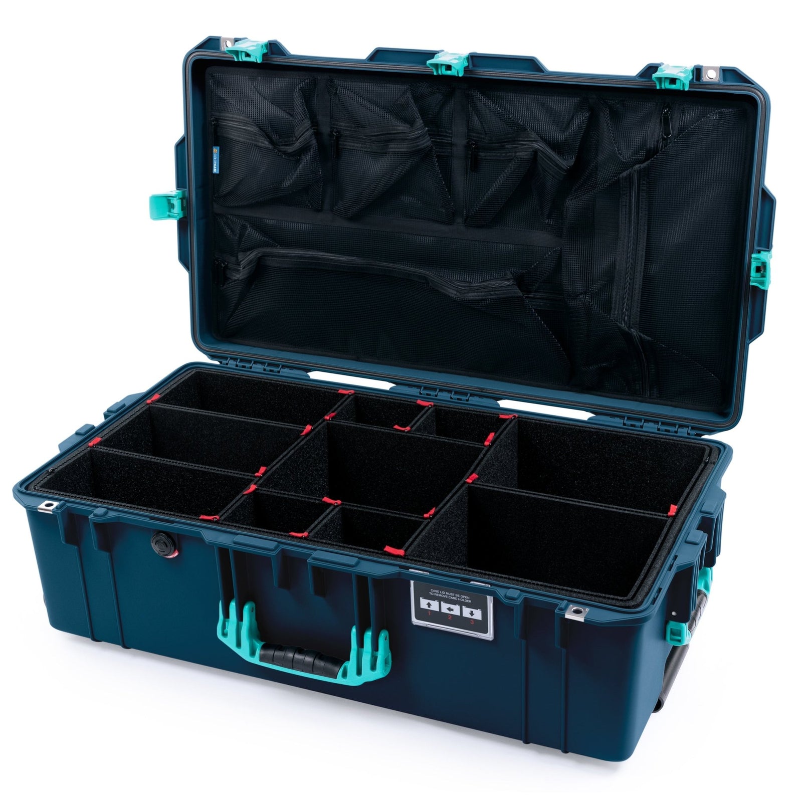Pelican 1615 Air Case - Deep Pacific & Teal Trolley - TrekPak Divider System / Mesh Lid Organizer