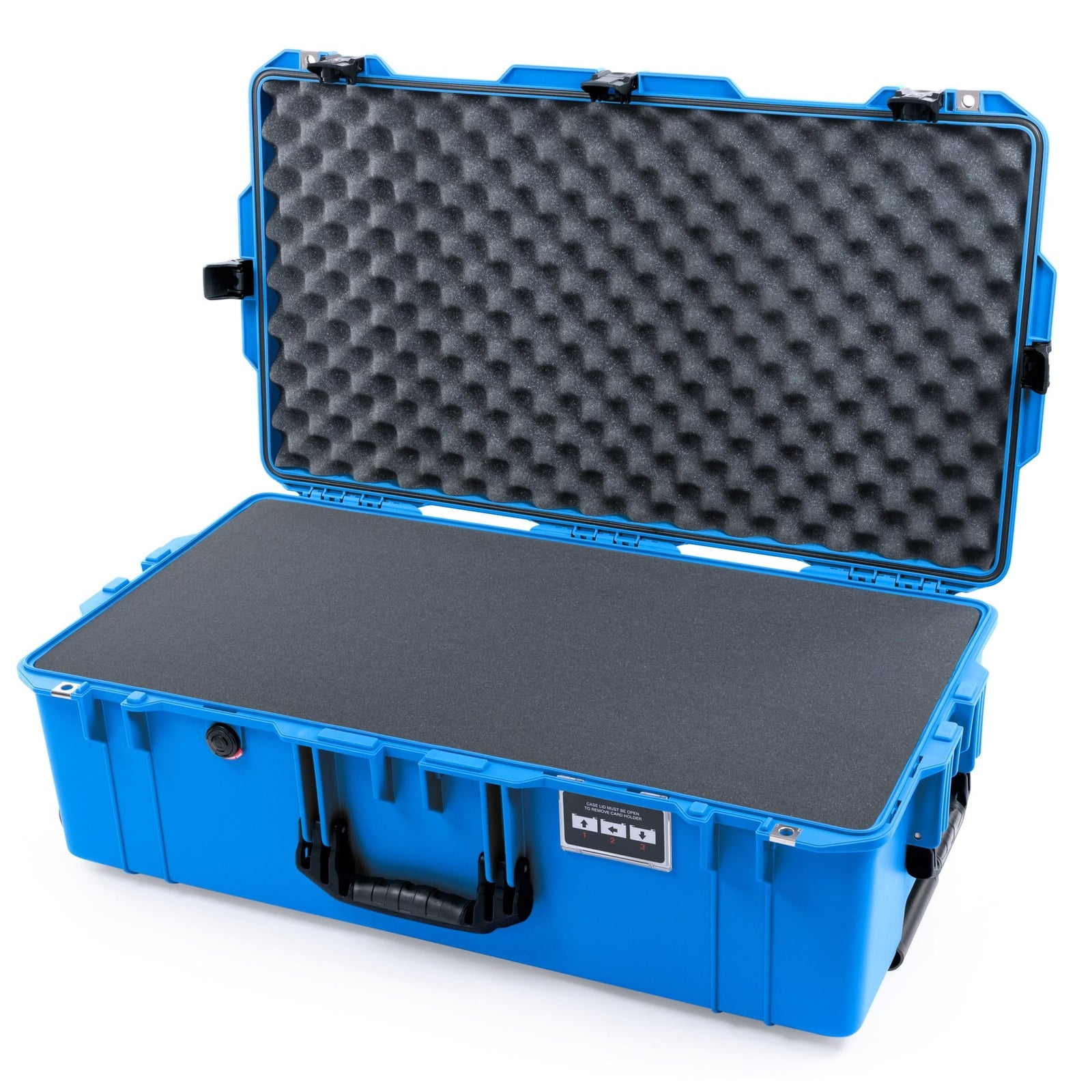 Pelican 1615 Air Case - Electric Blue & Black TSA Latches + Trolley - Pick & Pluck Foam / Convoluted Lid Foam