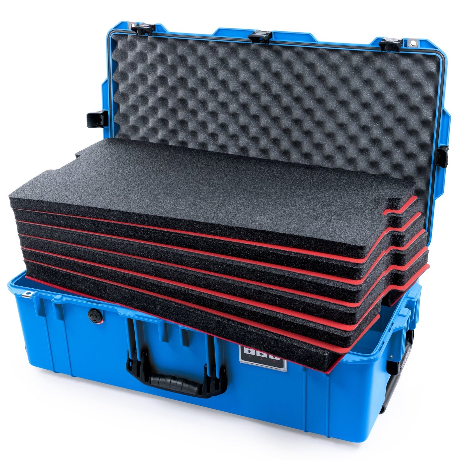Pelican 1615 Air Case - Electric Blue & Black TSA Latches + Trolley - DIY Tool Foam Kit / Convoluted Lid Foam