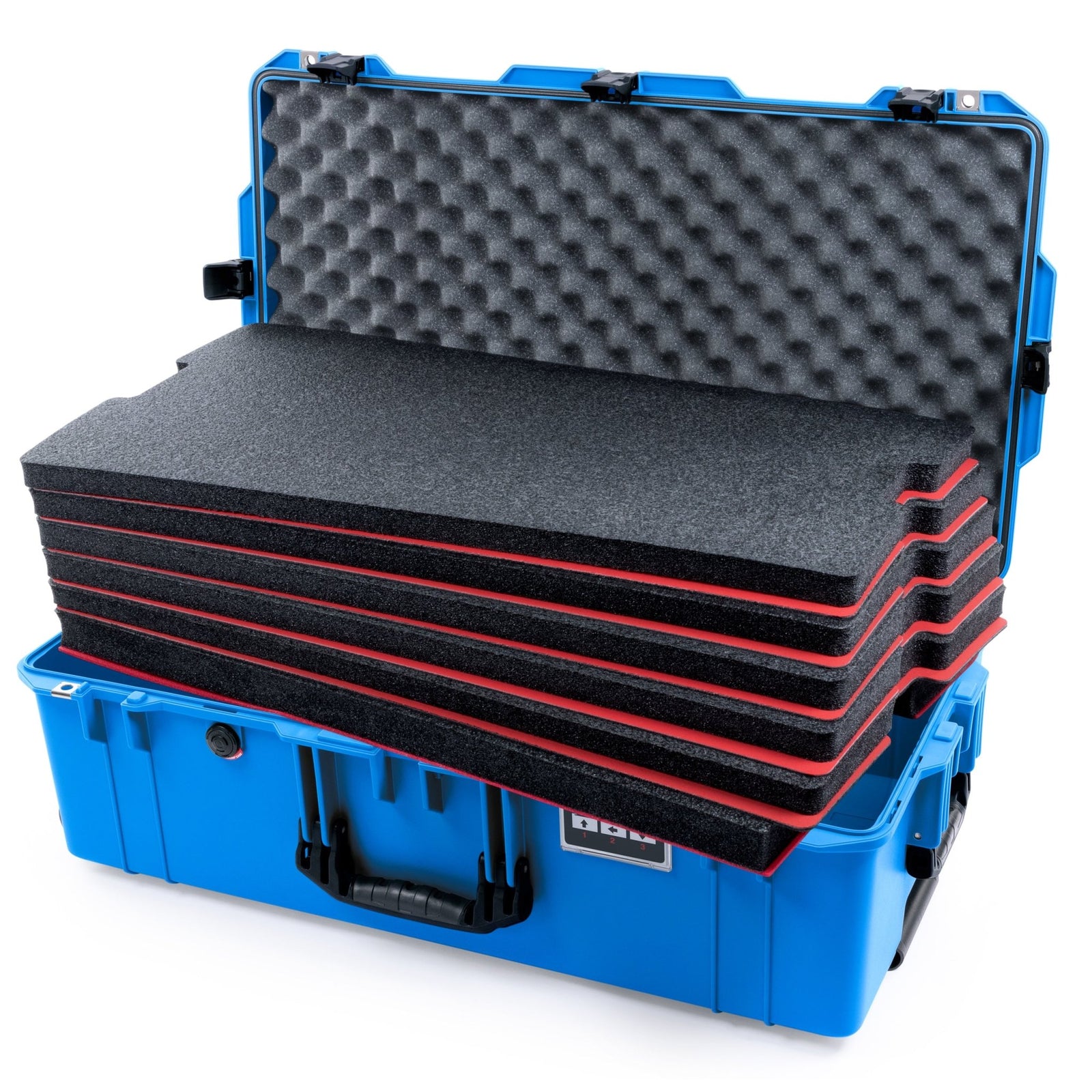 Pelican 1615 Air Case - Electric Blue & Black - DIY Tool Foam Kit / Convoluted Lid Foam