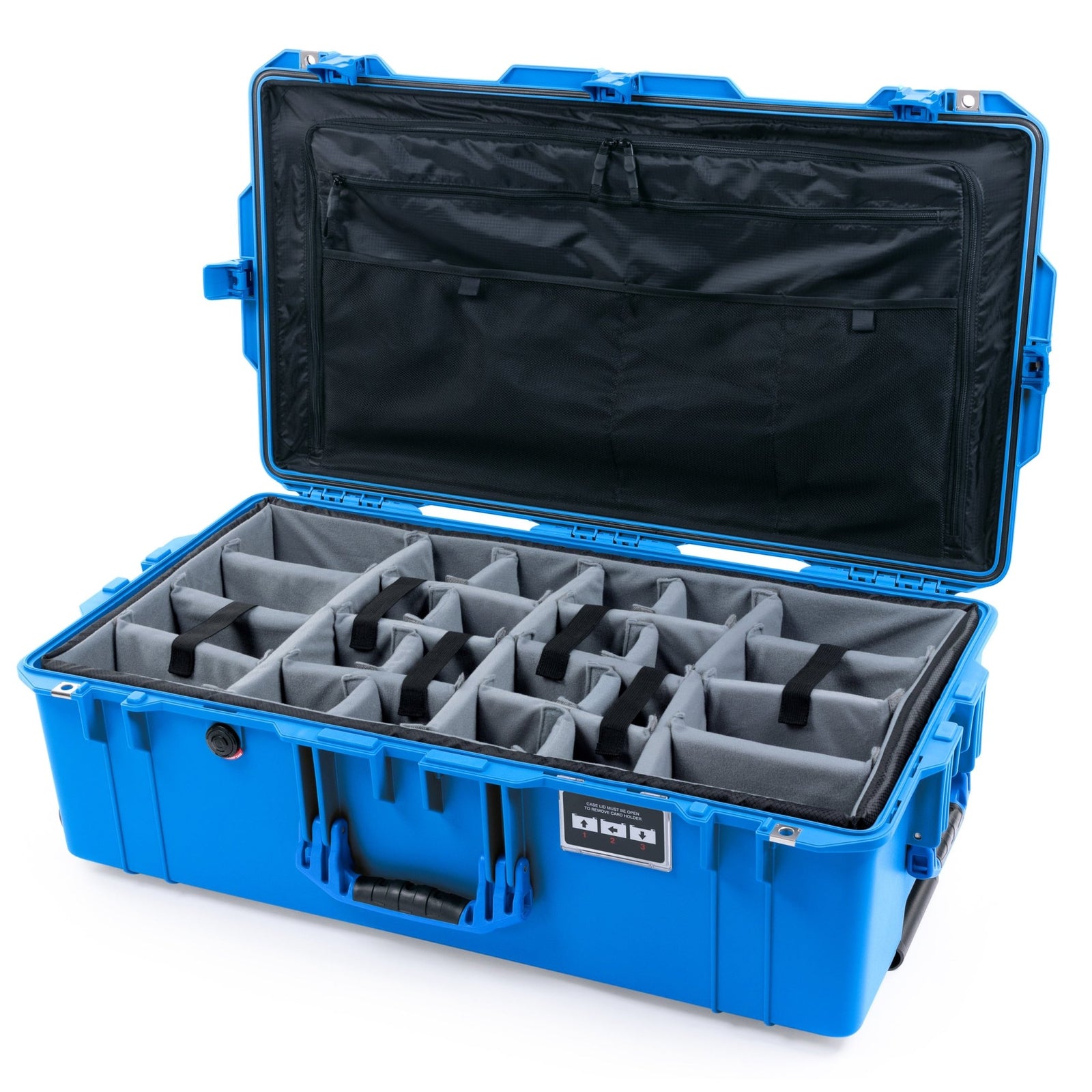 Pelican 1615 Air Case - Electric Blue - Padded Microfiber Dividers / TRVL Lid Organizer