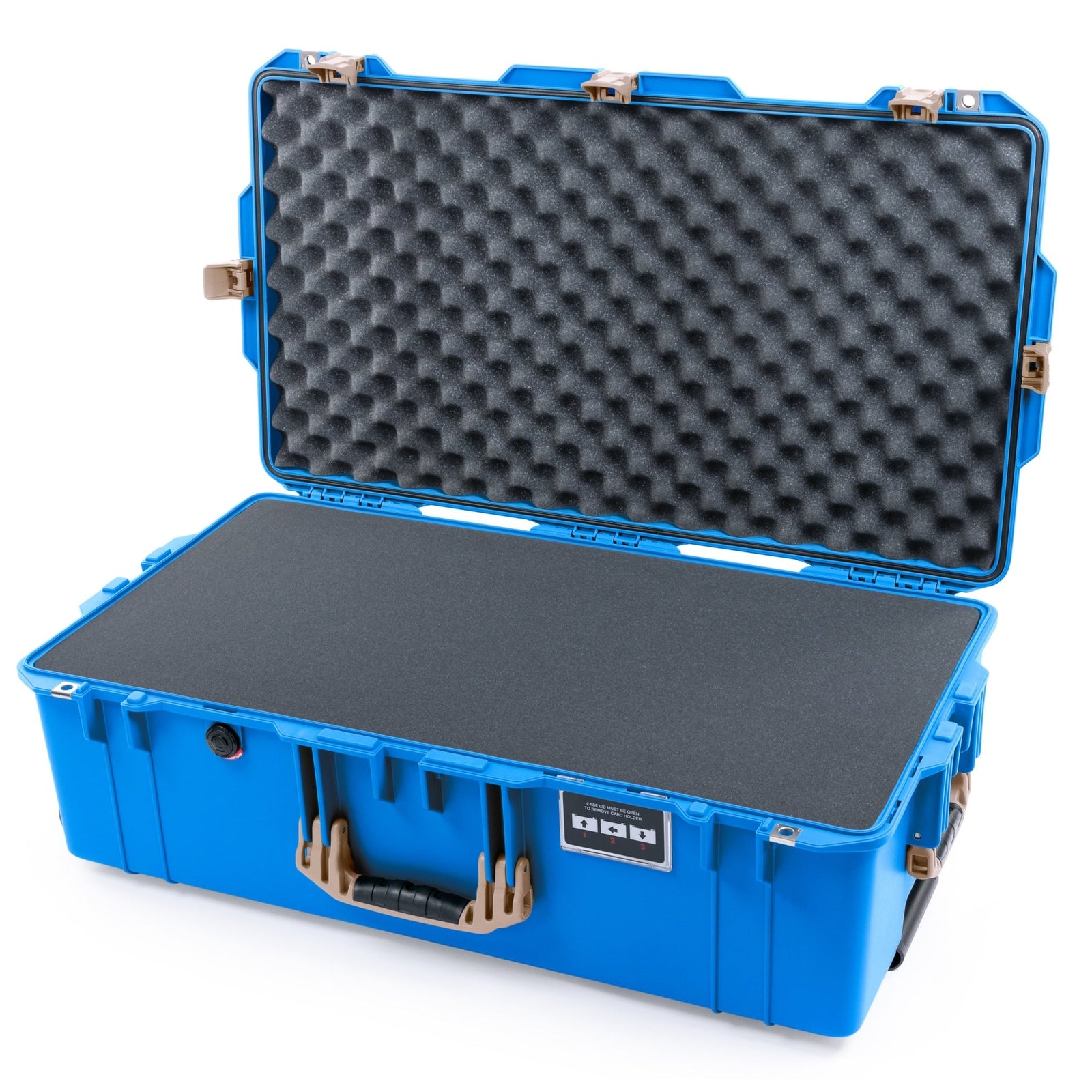 Pelican 1615 Air Case - Electric Blue & Desert Tan Trolley - Pick & Pluck Foam / Convoluted Lid Foam