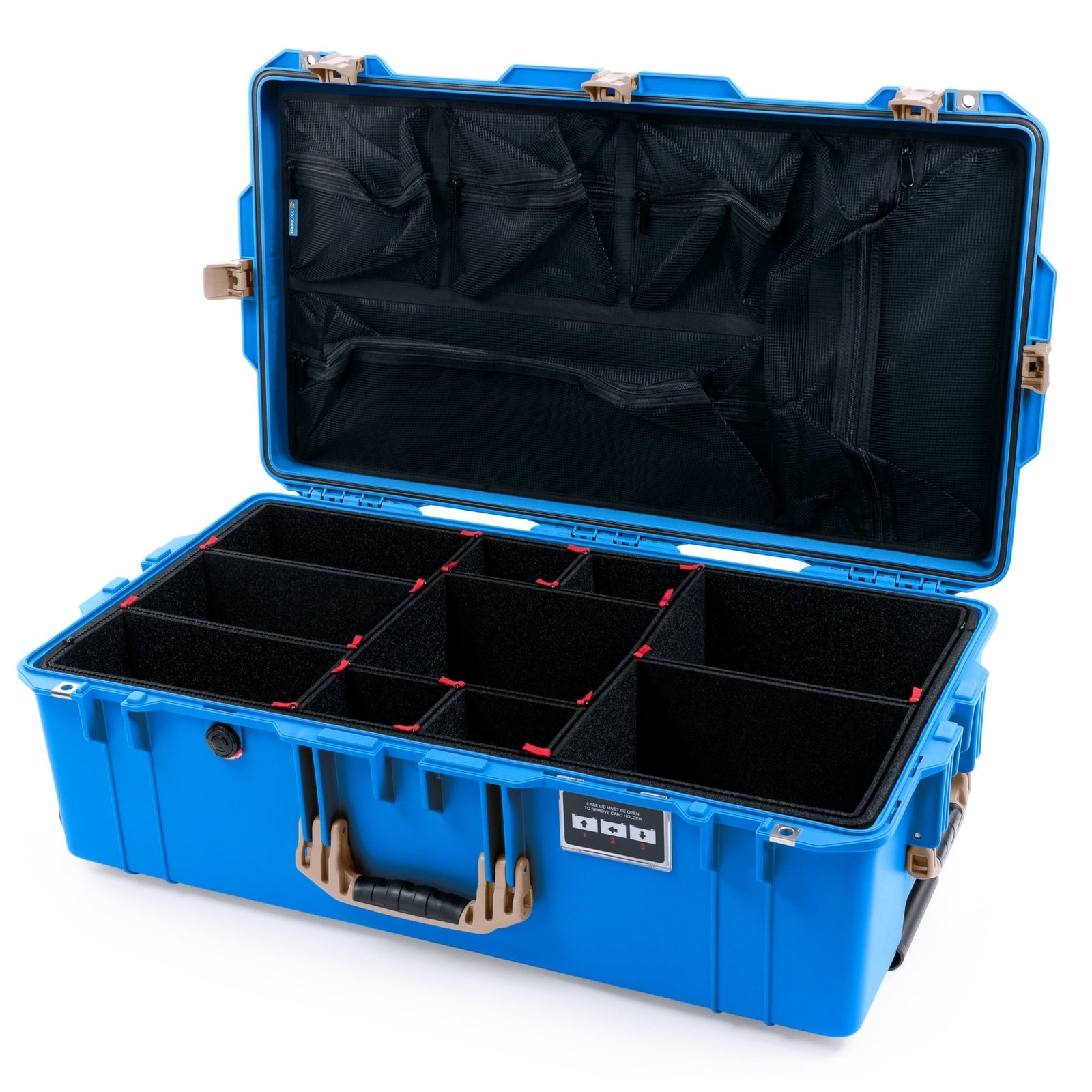 Pelican 1615 Air Case - Electric Blue & Desert Tan Trolley - TrekPak Divider System / Mesh Lid Organizer