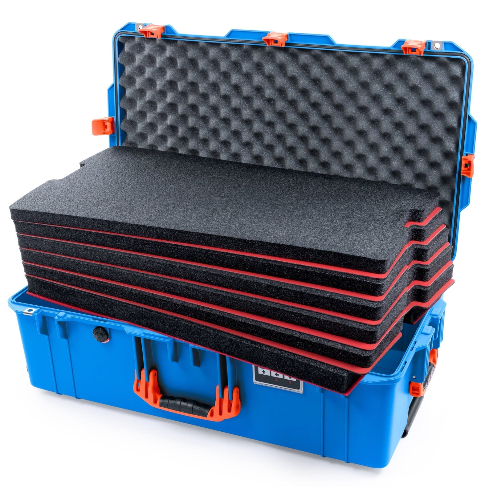 Pelican 1615 Air Case - Electric Blue & Orange - DIY Tool Foam Kit / Convoluted Lid Foam
