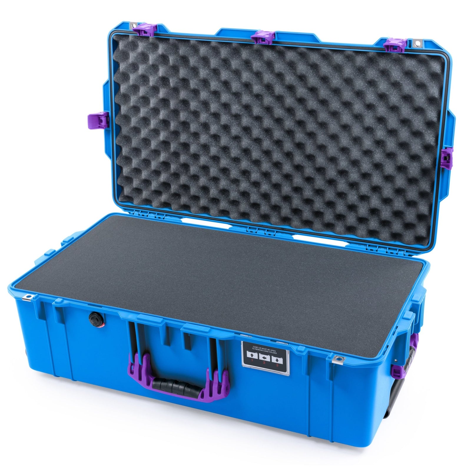 Pelican 1615 Air Case - Electric Blue & Purple Trolley - Pick & Pluck Foam / Convoluted Lid Foam