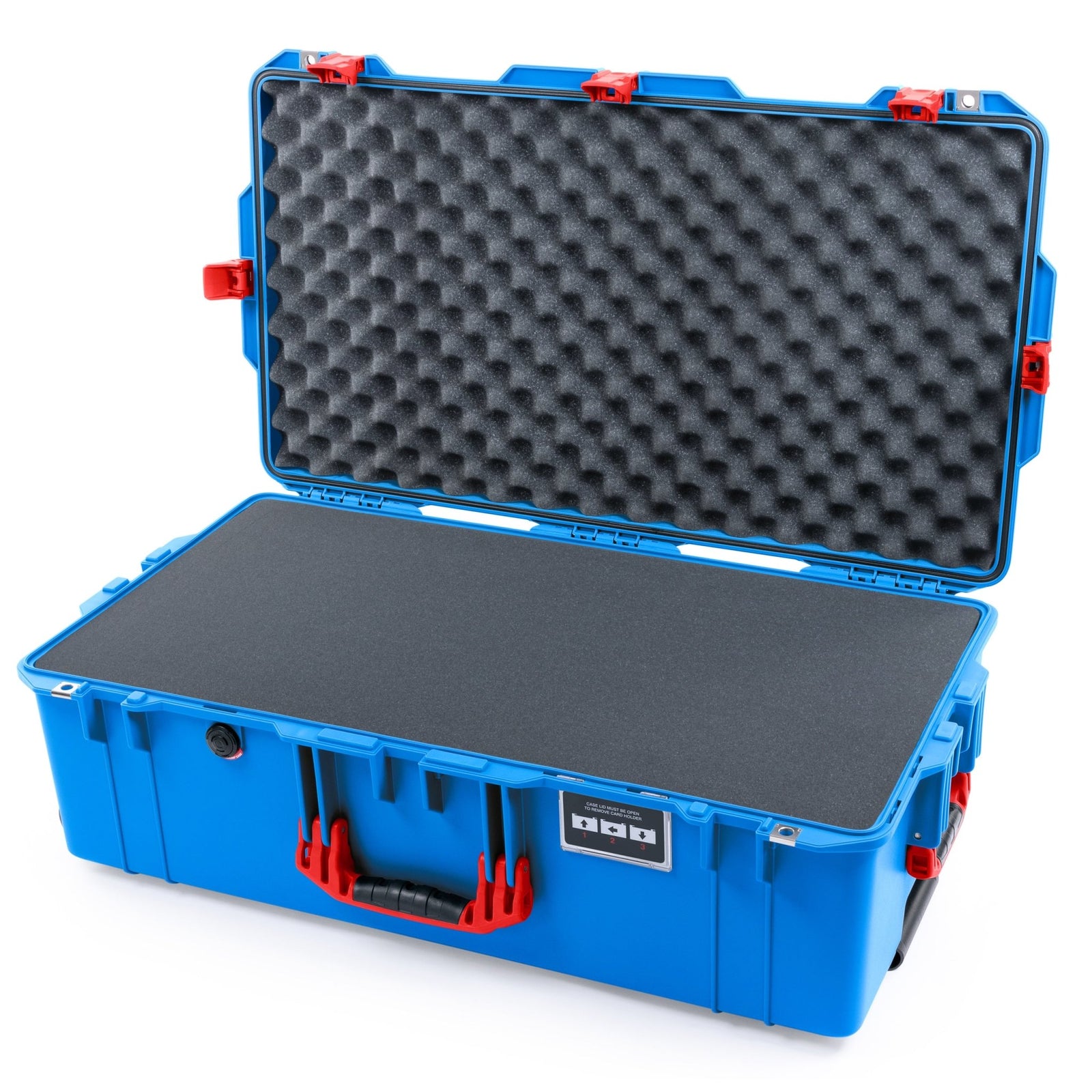 Pelican 1615 Air Case - Electric Blue & Red Trolley - Pick & Pluck Foam / Convoluted Lid Foam