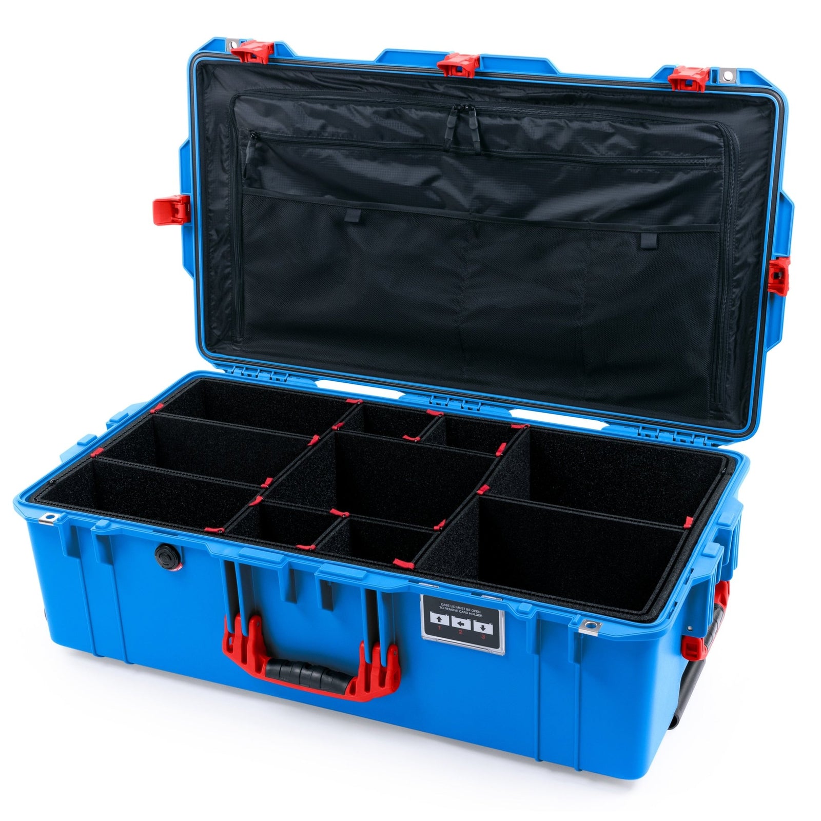 Pelican 1615 Air Case - Electric Blue & Red Trolley - TrekPak Divider System / TRVL Lid Organizer