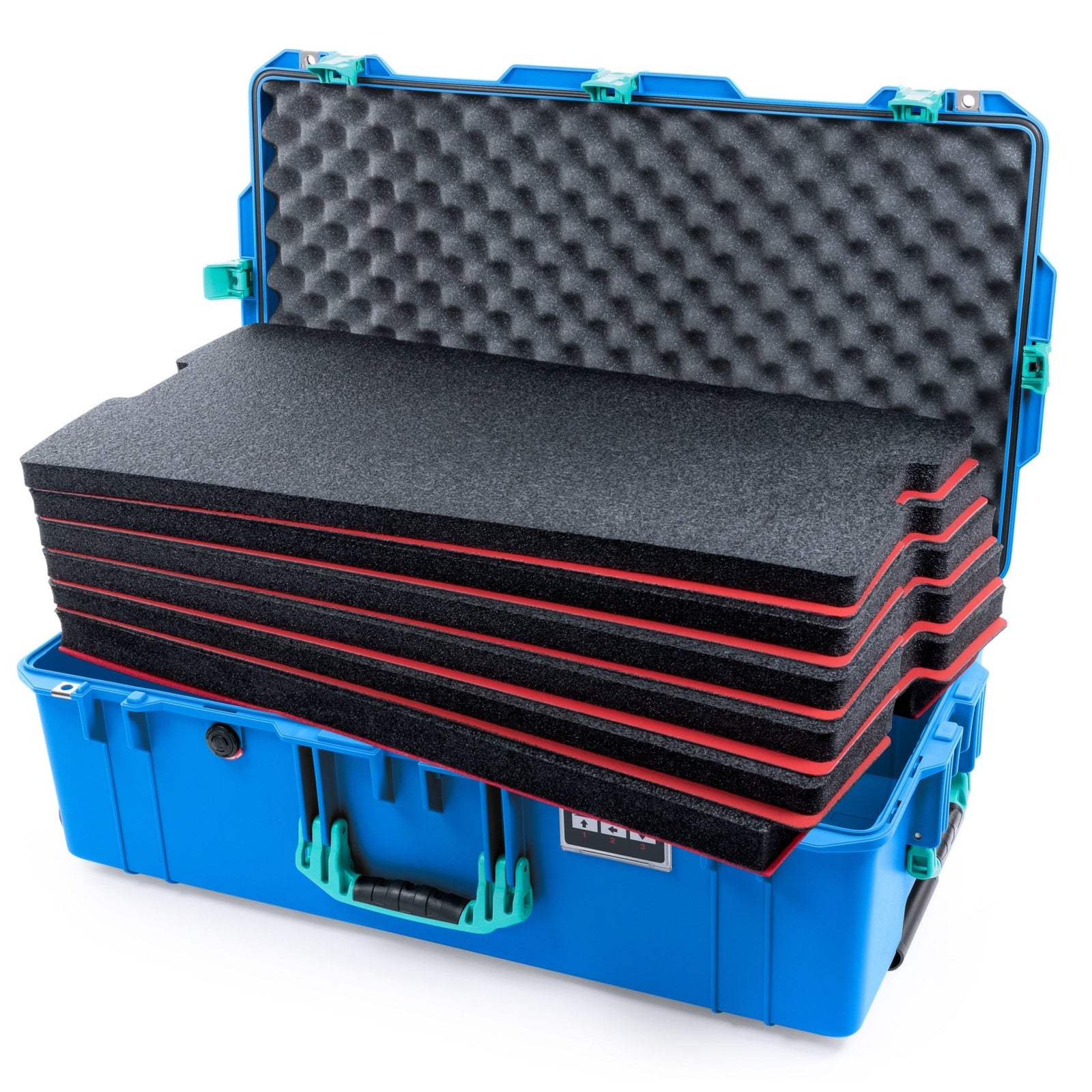 Pelican 1615 Air Case - Electric Blue & Teal - DIY Tool Foam Kit / Convoluted Lid Foam