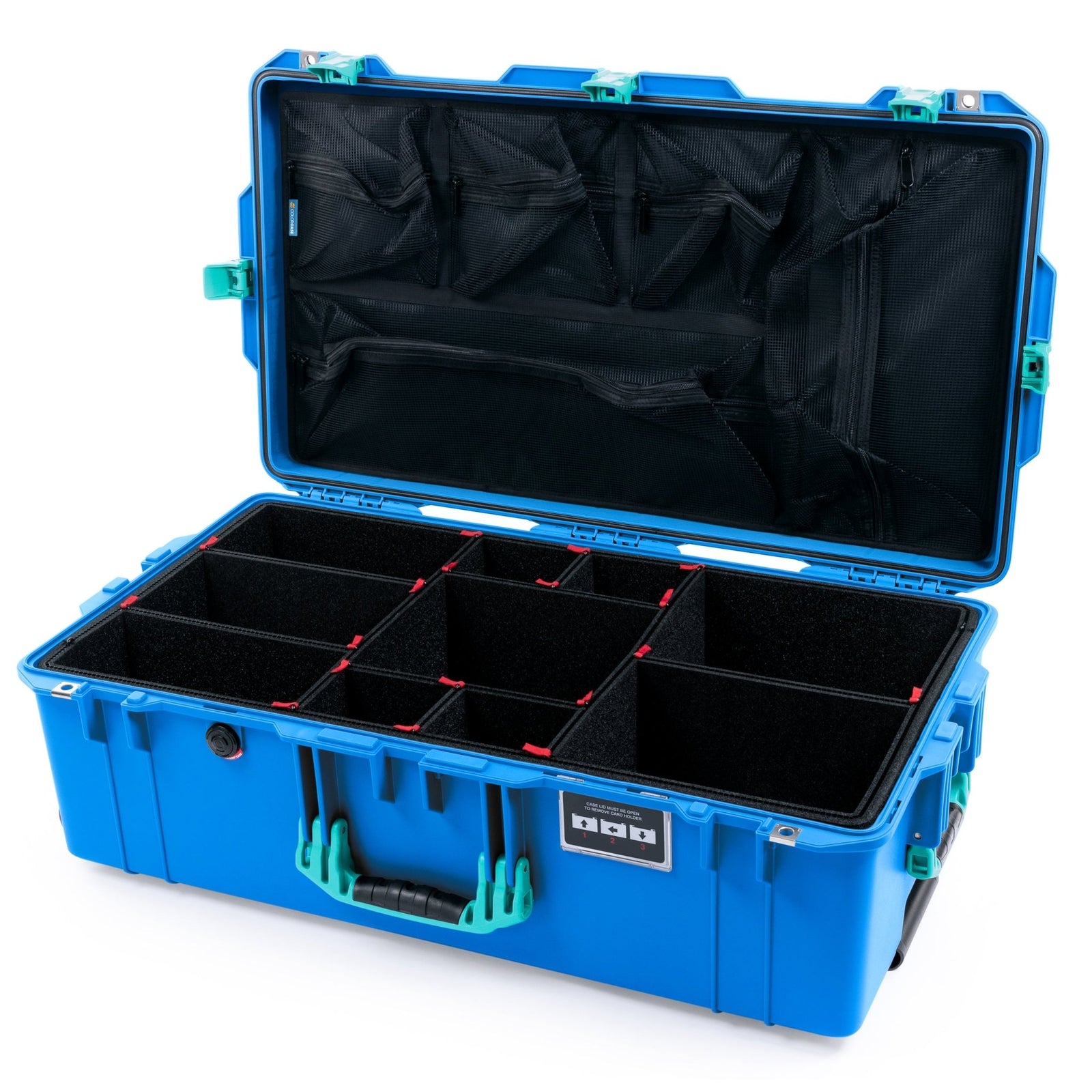 Pelican 1615 Air Case - Electric Blue & Teal - TrekPak Divider System / Mesh Lid Organizer