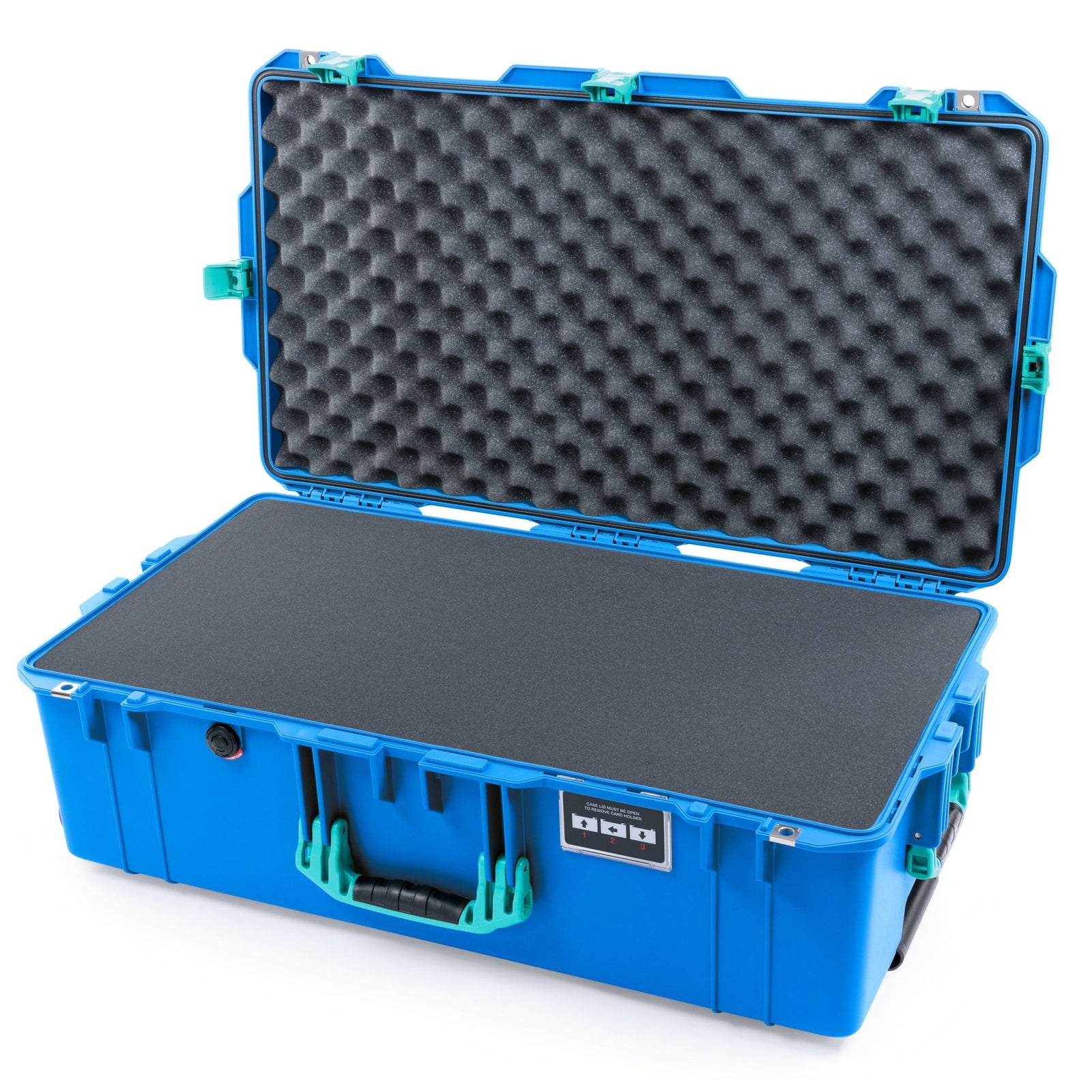Pelican 1615 Air Case - Electric Blue & Teal Trolley - Pick & Pluck Foam / Convoluted Lid Foam