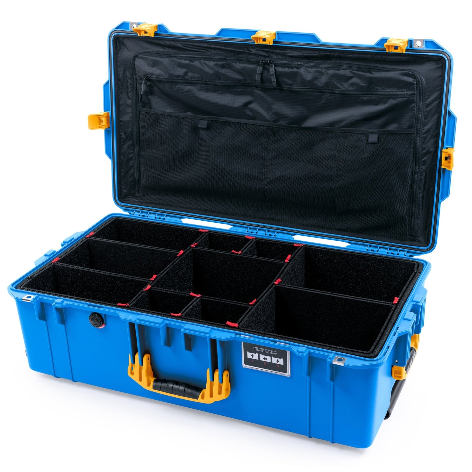 Pelican 1615 Air Case - Electric Blue & Yellow Trolley - TrekPak Divider System / TRVL Lid Organizer
