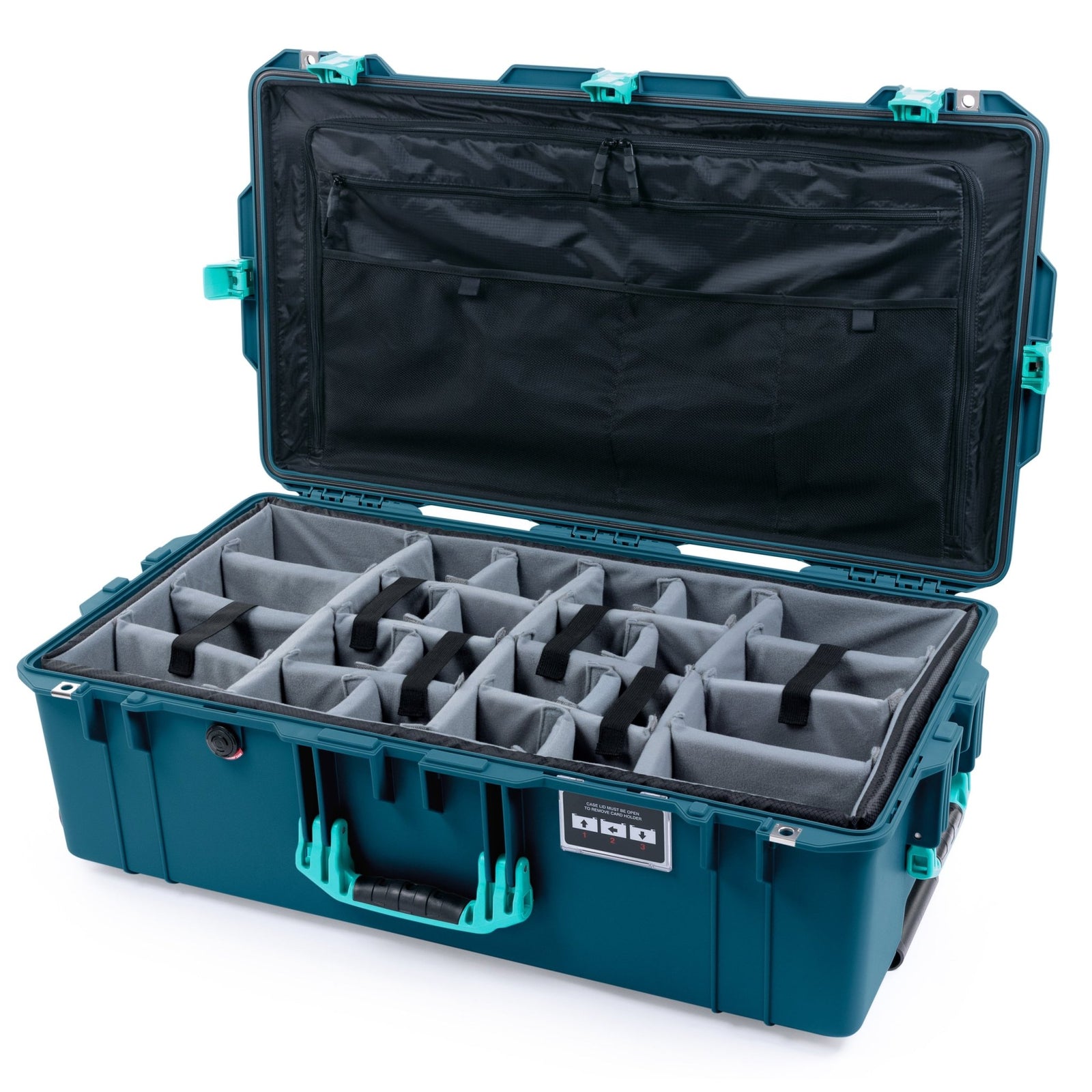Pelican 1615 Air Case - Indigo & Teal Trolley - Padded Microfiber Dividers / TRVL Lid Organizer