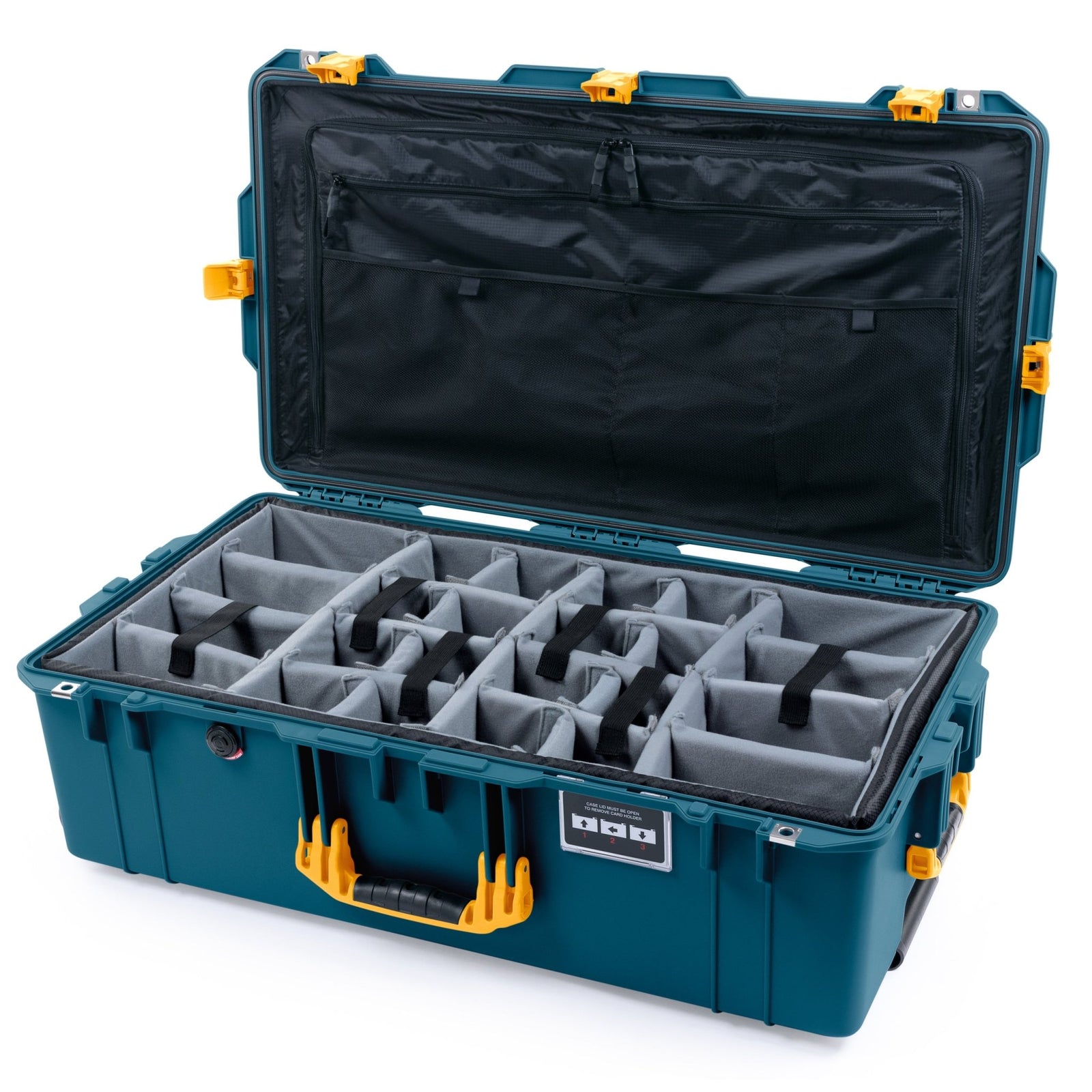 Pelican 1615 Air Case - Indigo & Yellow - Padded Microfiber Dividers / TRVL Lid Organizer
