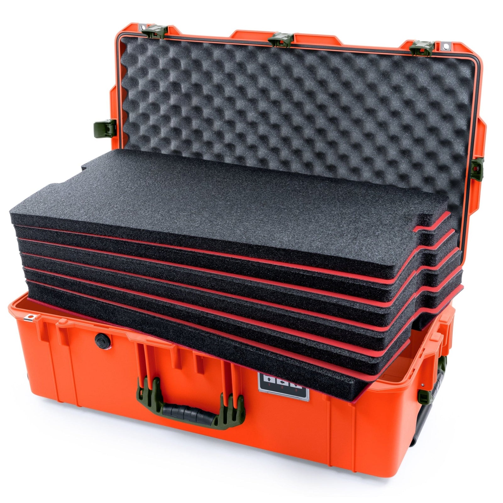 Pelican 1615 Air Case - Orange & OD Green DIY Tool Foam Kit / Convoluted Lid Foam ColorCase 016150-0060-150-131
