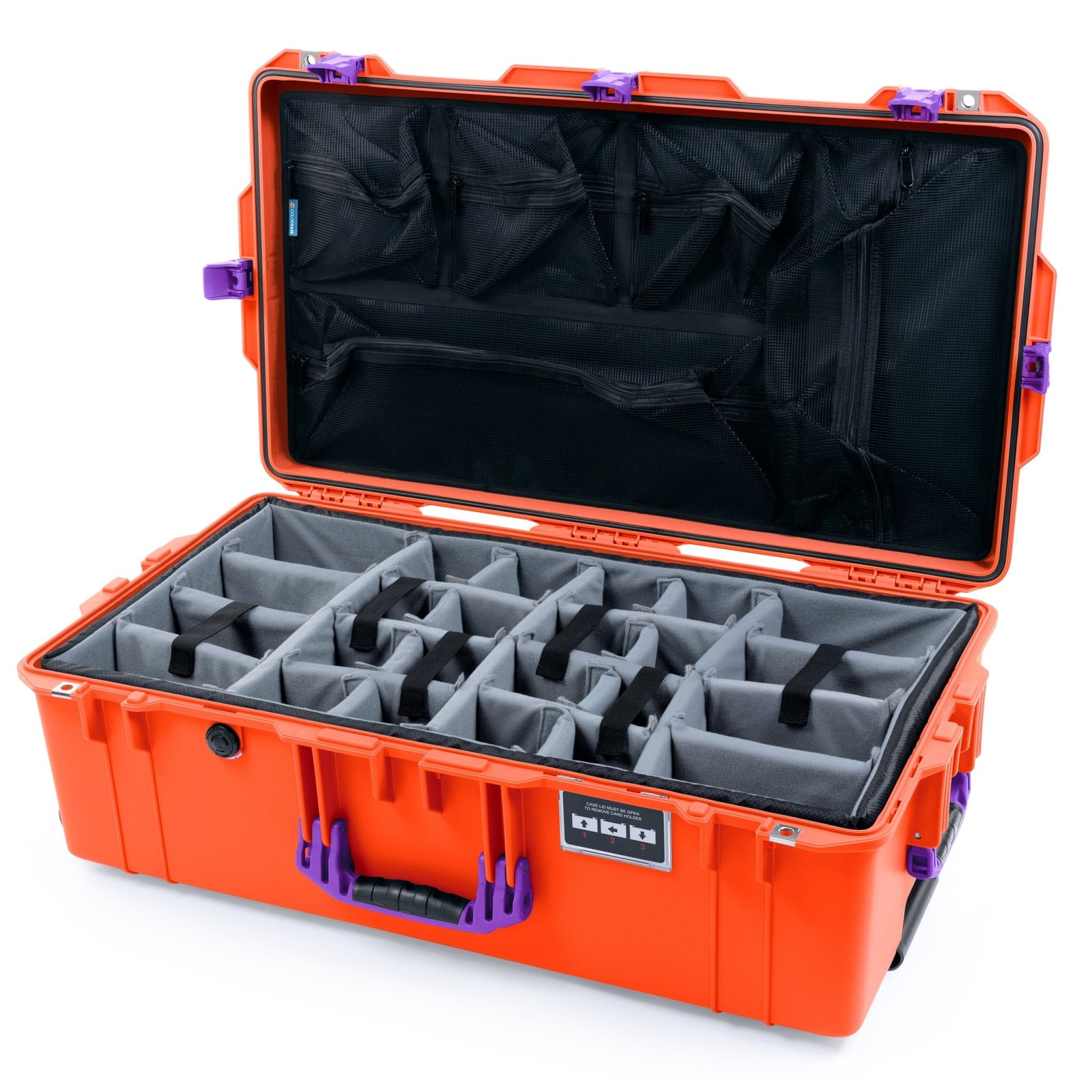 Pelican 1615 Air Case - Orange & Purple - Padded Microfiber Dividers / Mesh Lid Organizer