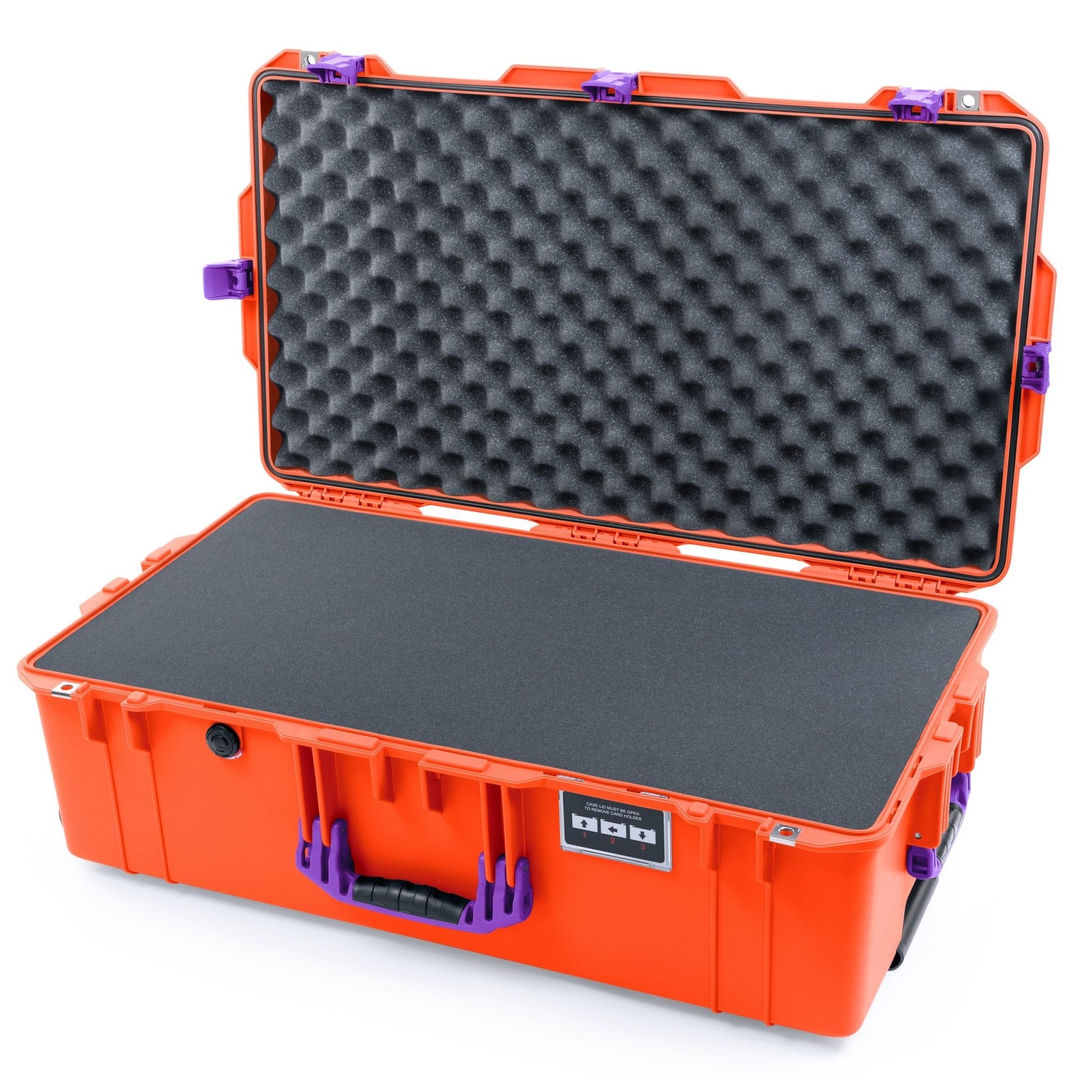 Pelican 1615 Air Case - Orange & Purple Trolley - Pick & Pluck Foam / Convoluted Lid Foam