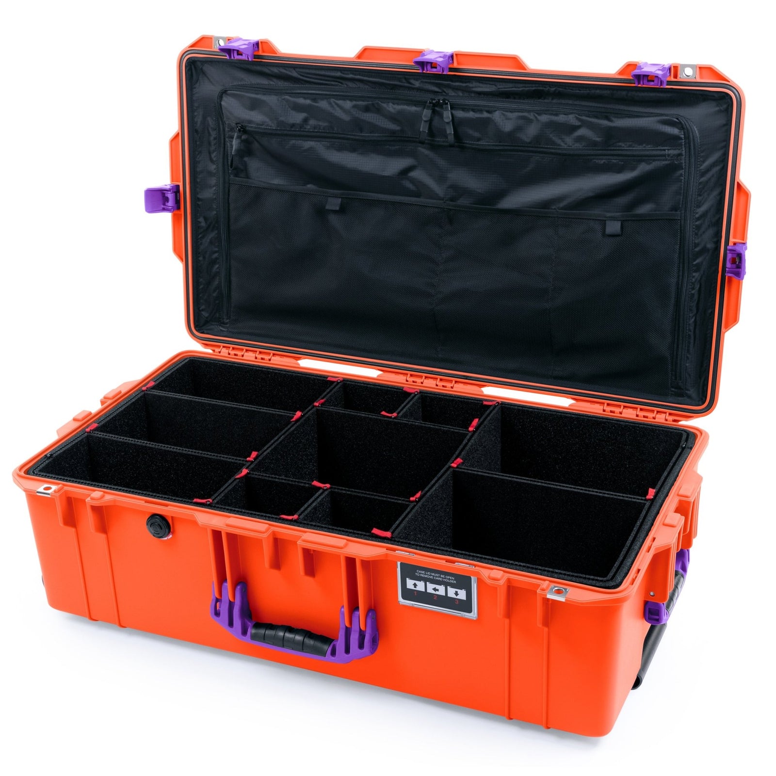 Pelican 1615 Air Case - Orange & Purple Trolley - TrekPak Divider System / TRVL Lid Organizer
