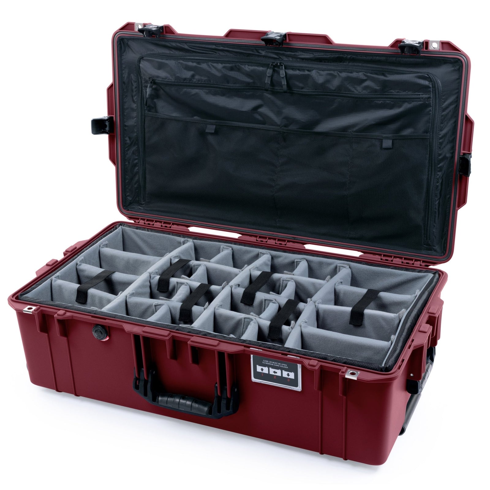 Pelican 1615 Air Case - Oxblood & Black TSA Latches - Padded Microfiber Dividers / TRVL Lid Organizer