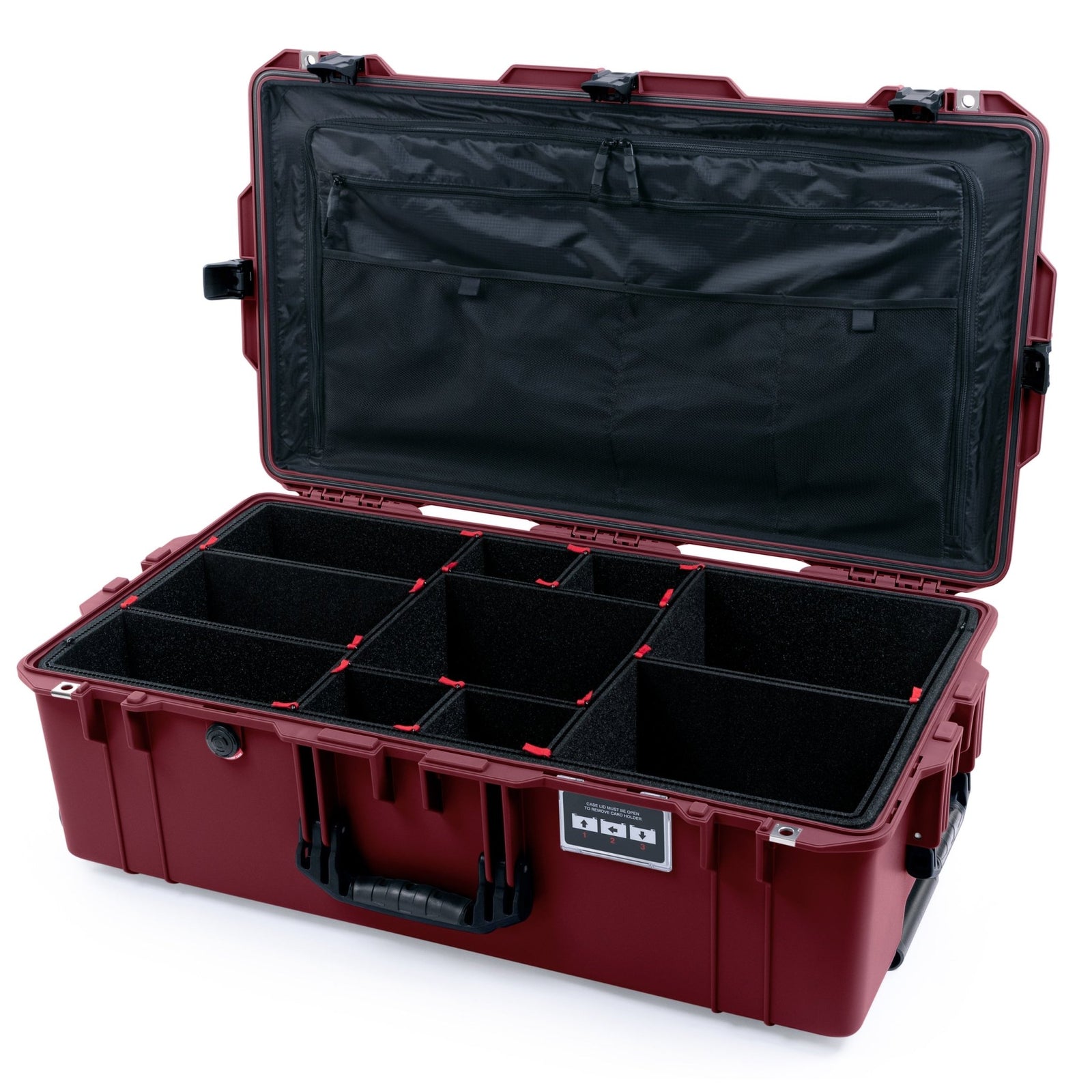 Pelican 1615 Air Case - Oxblood & Black Trolley - TrekPak Divider System / TRVL Lid Organizer
