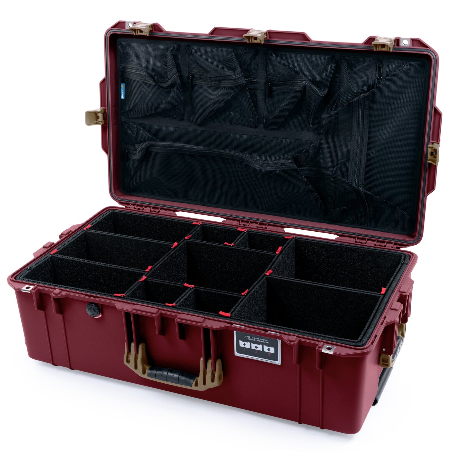 Pelican 1615 Air Case - Oxblood & Dark Desert Dirt TrekPak Divider System with Mesh Lid Organizer ColorCase 016150-0120-510-581