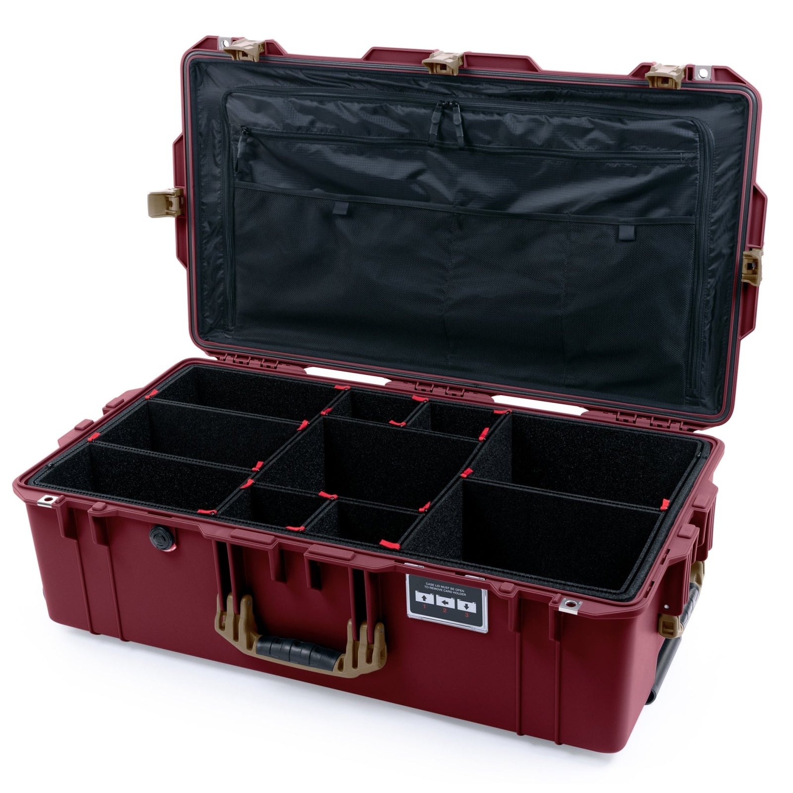 Pelican 1615 Air Case - Oxblood & Dark Desert Dirt Trolley - TrekPak Divider System / TRVL Lid Organizer