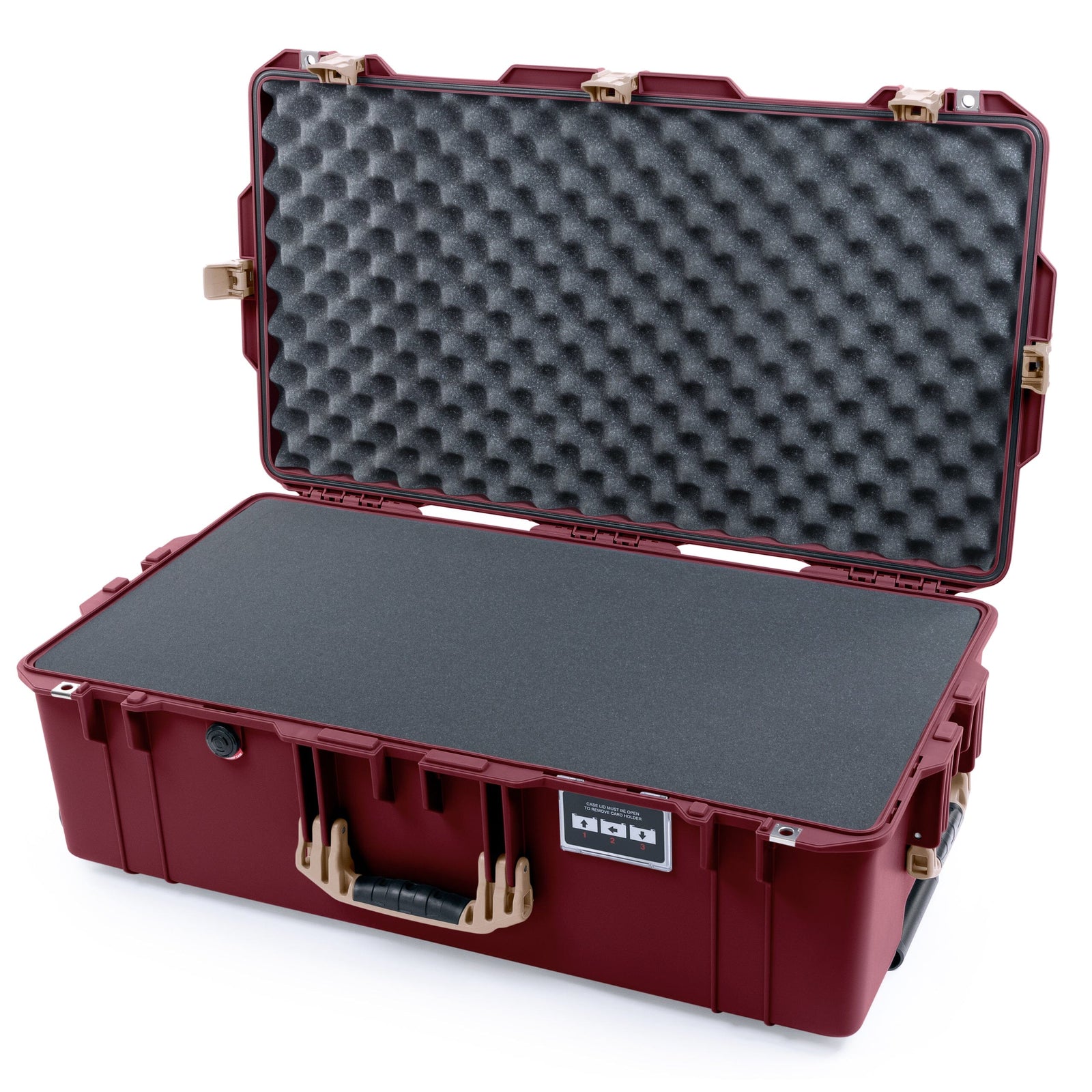Pelican 1615 Air Case - Oxblood & Desert Tan Trolley Pick & Pluck Foam with Convoluted Lid Foam ColorCase 016150-0001-510-311-310