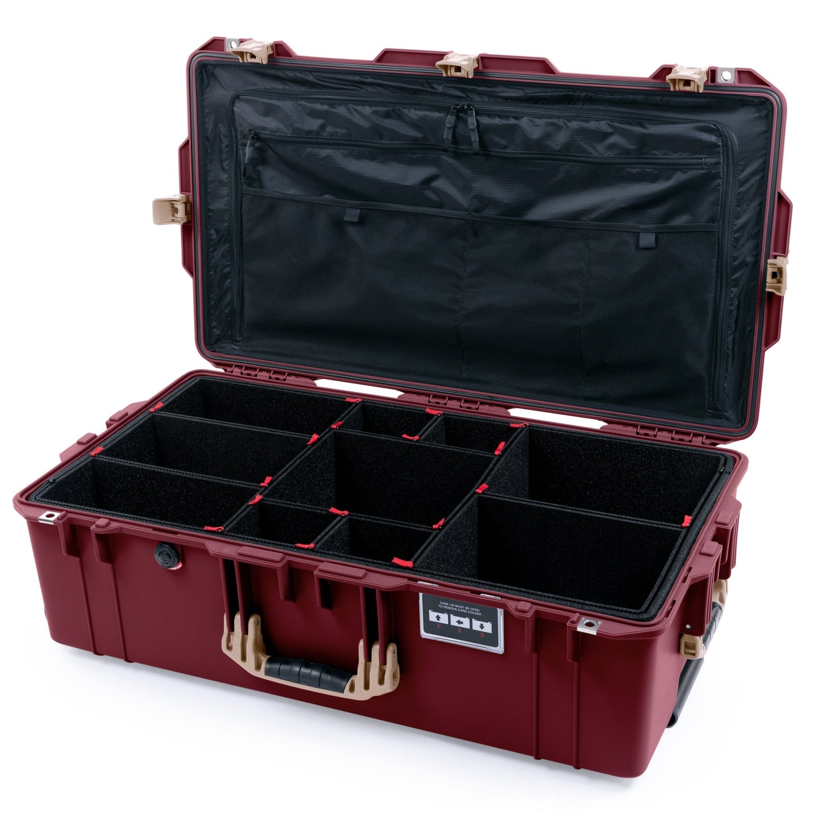 Pelican 1615 Air Case - Oxblood & Desert Tan Trolley - TrekPak Divider System / TRVL Lid Organizer