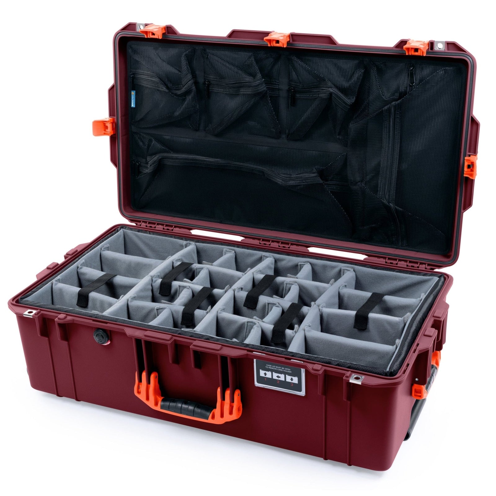 Pelican 1615 Air Case, Oxblood & Orange Gray Padded Microfiber Dividers with Mesh Lid Organizer ColorCase 016150-0170-510-151