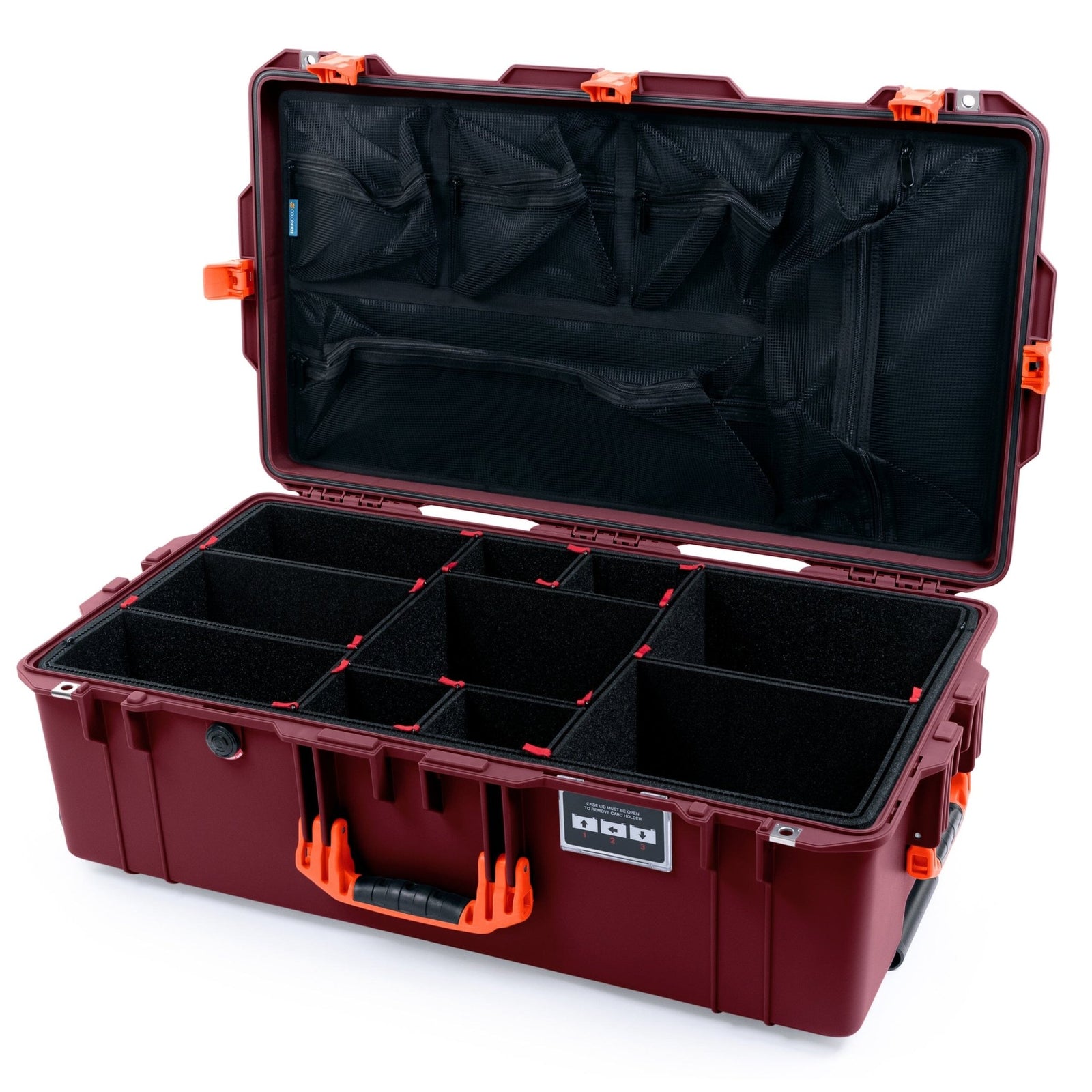 Pelican 1615 Air Case, Oxblood & Orange TrekPak Divider System with Mesh Lid Organizer ColorCase 016150-0120-510-151