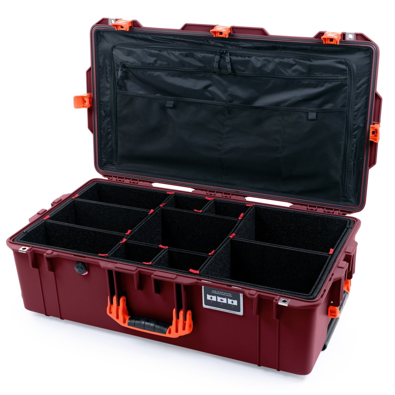 Pelican 1615 Air Case, Oxblood & Orange TrekPak Divider System / TRVL Lid Organizer ColorCase 016150-0320-510-151