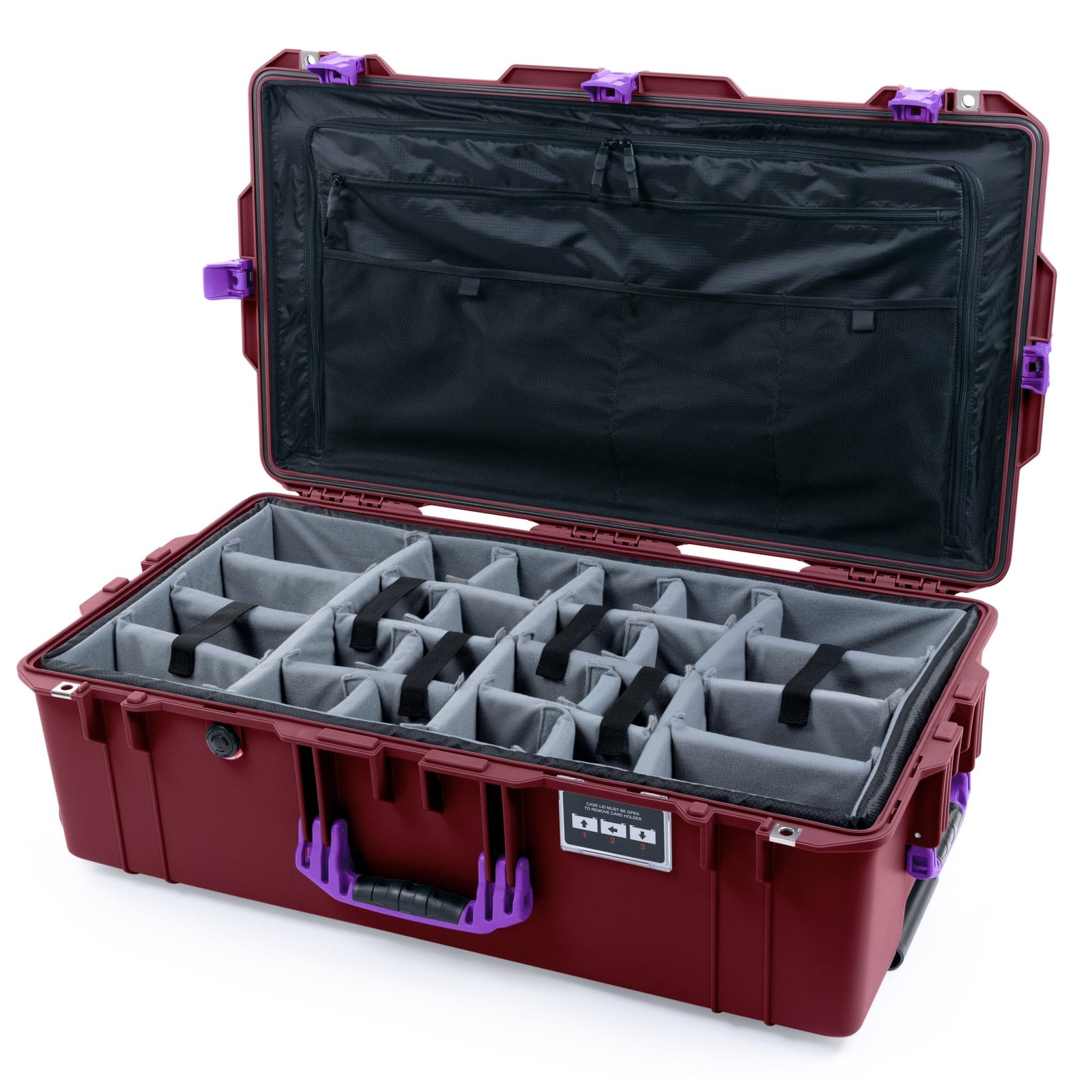 Pelican 1615 Air Case - Oxblood & Purple - Padded Microfiber Dividers / TRVL Lid Organizer