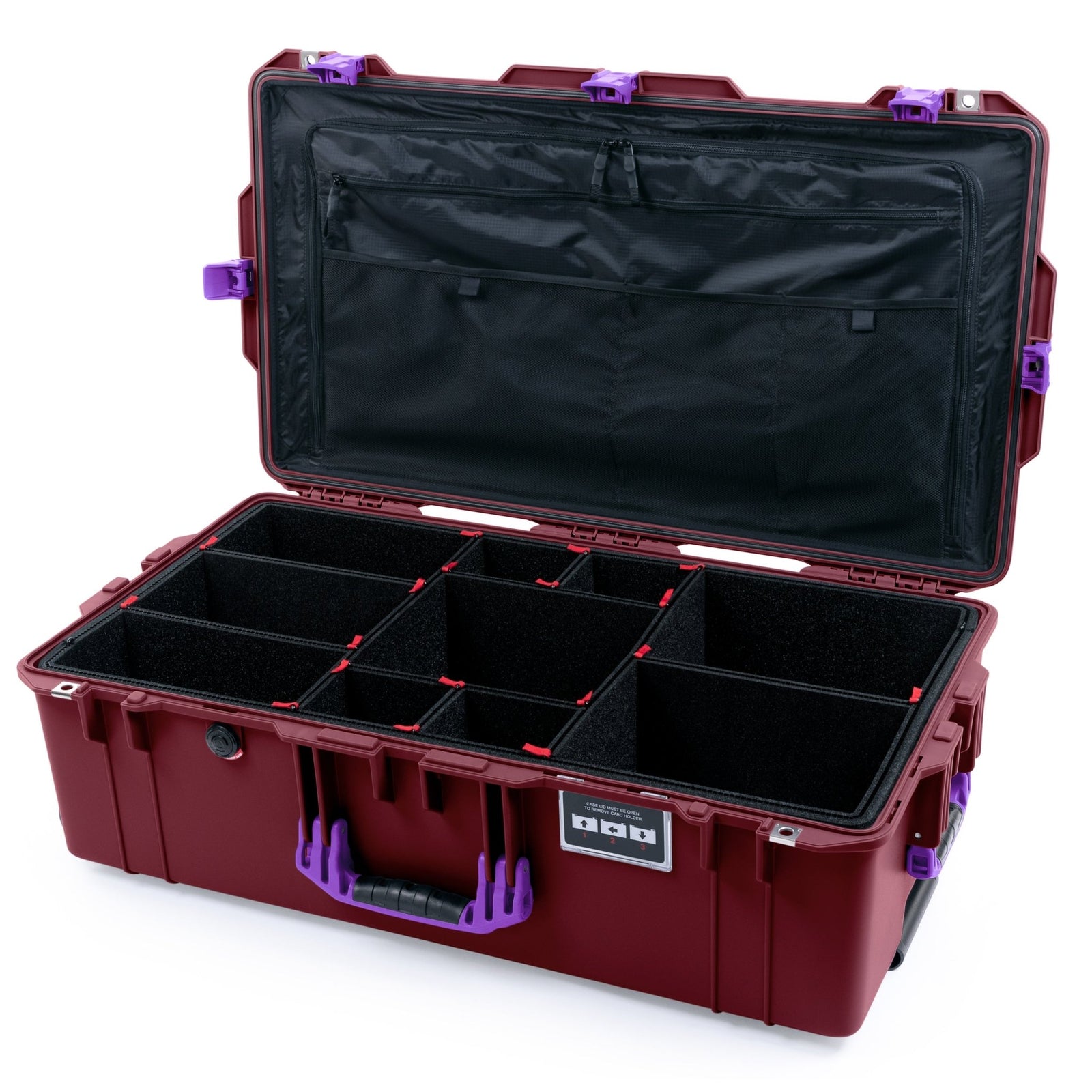 Pelican 1615 Air Case - Oxblood & Purple - TrekPak Divider System / TRVL Lid Organizer