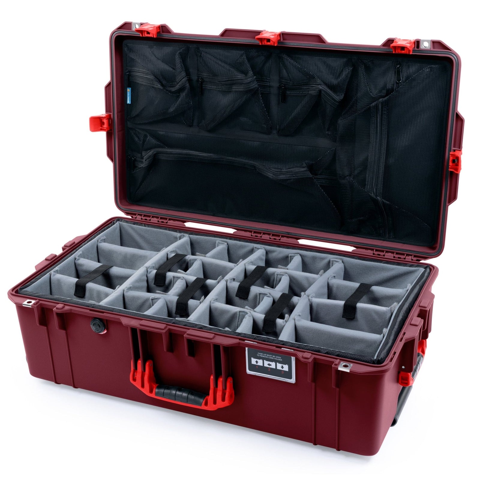 Pelican 1615 Air Case - Oxblood & Red Gray Padded Microfiber Dividers with Mesh Lid Organizer ColorCase 016150-0170-510-321