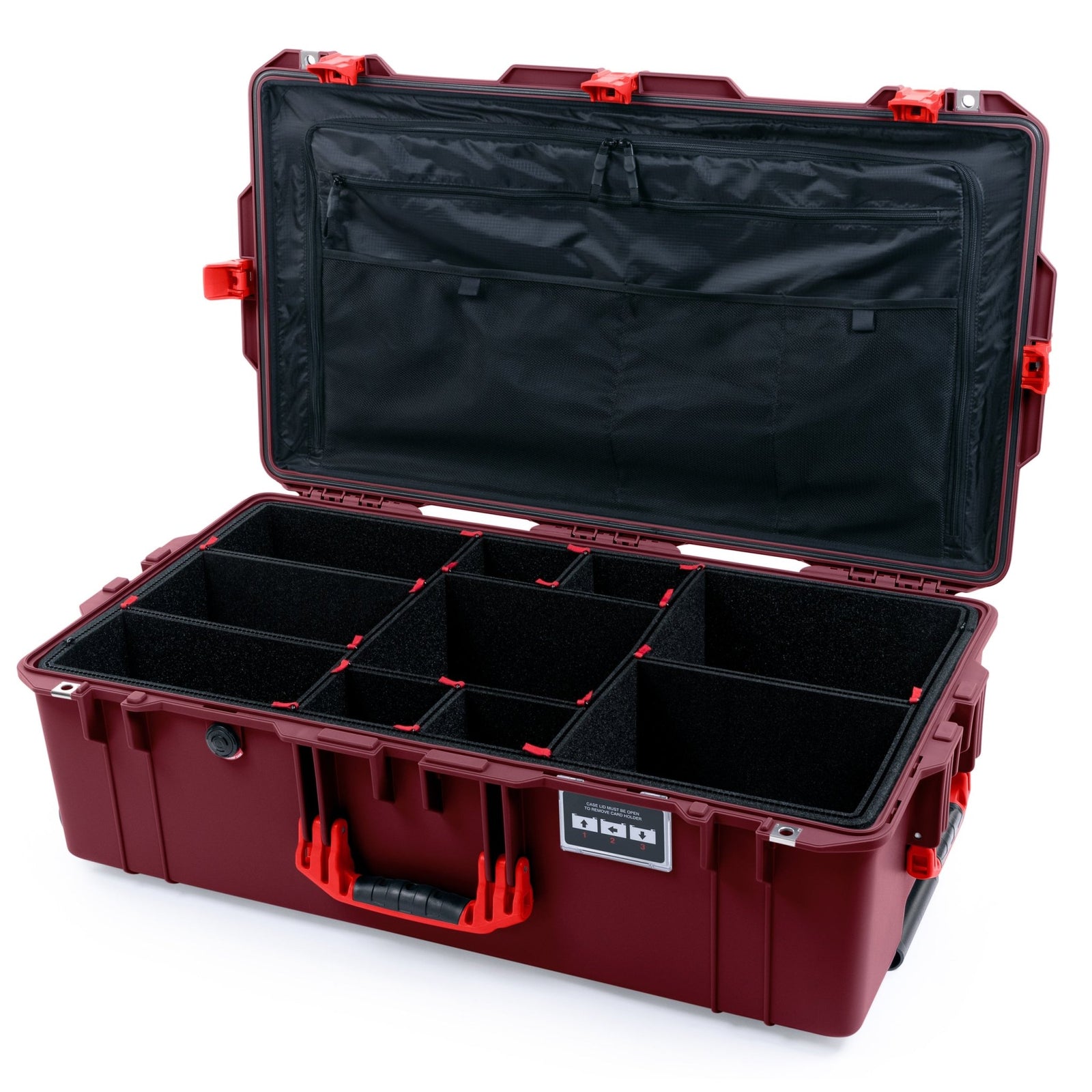 Pelican 1615 Air Case - Oxblood & Red Trolley - TrekPak Divider System / TRVL Lid Organizer